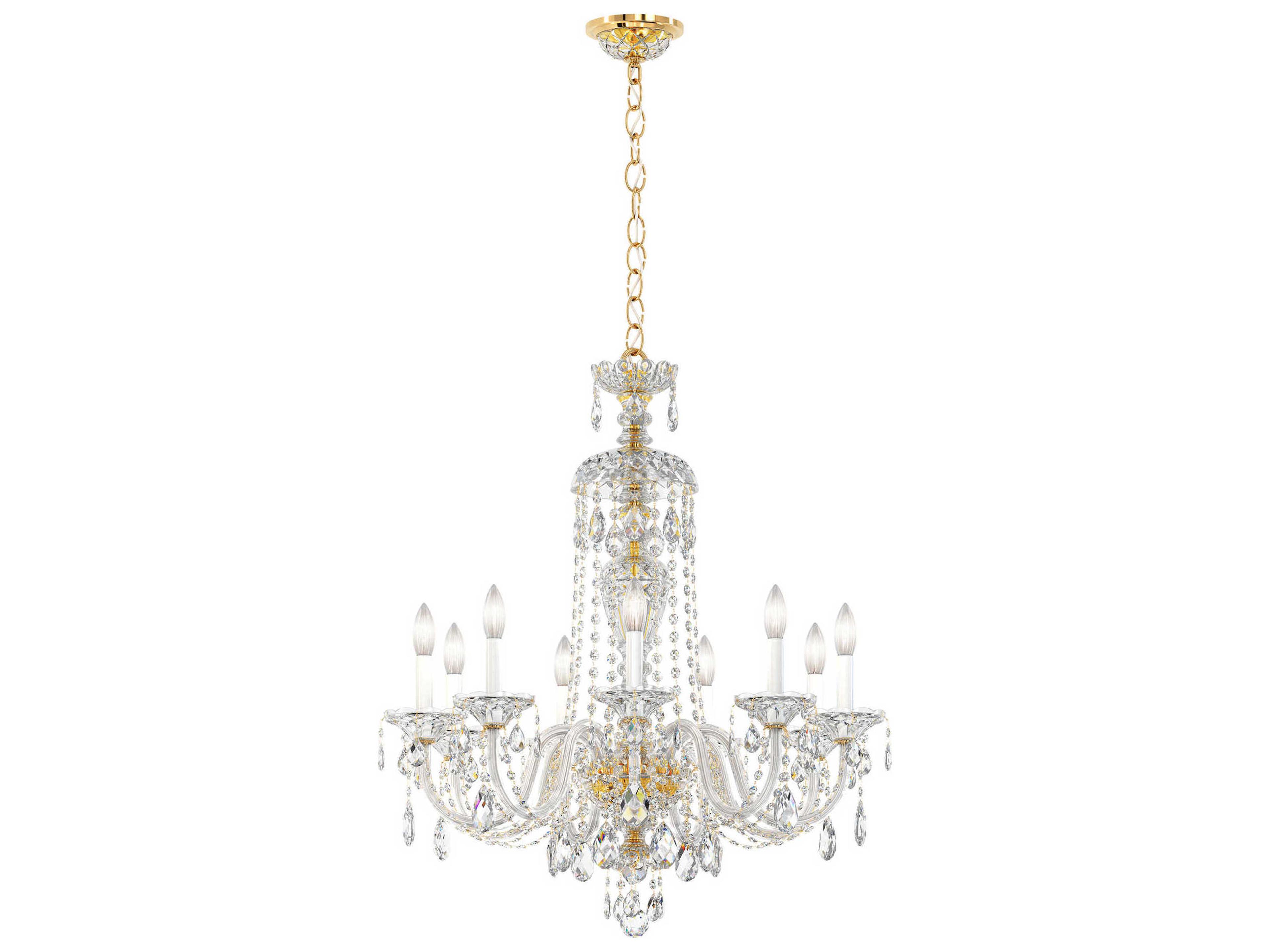 Schonbek Sterling 9-Light Silver Crystal Candelabra Chandelier