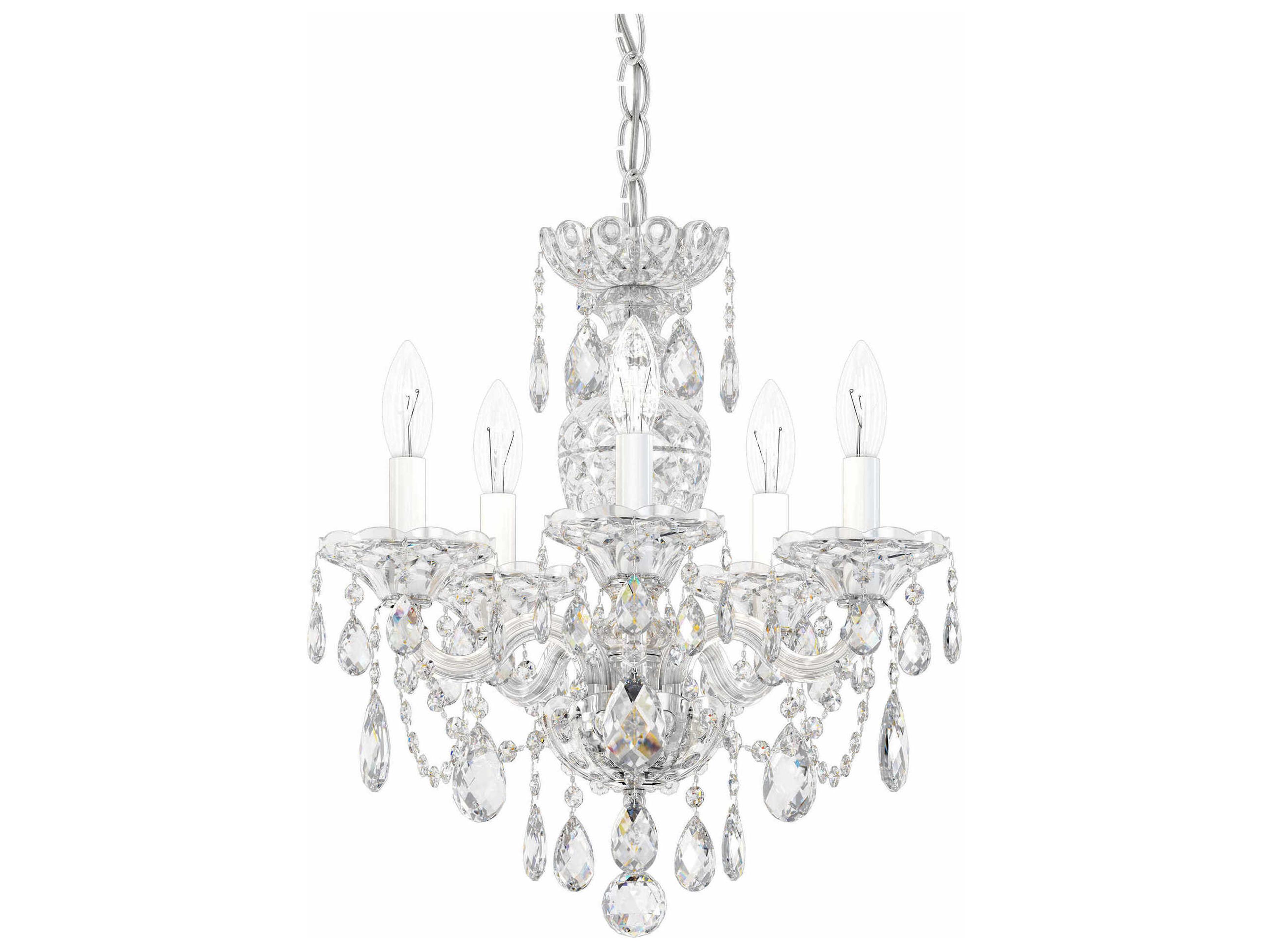 Schonbek Sterling 5-Light Silver Crystal Candelabra Chandelier