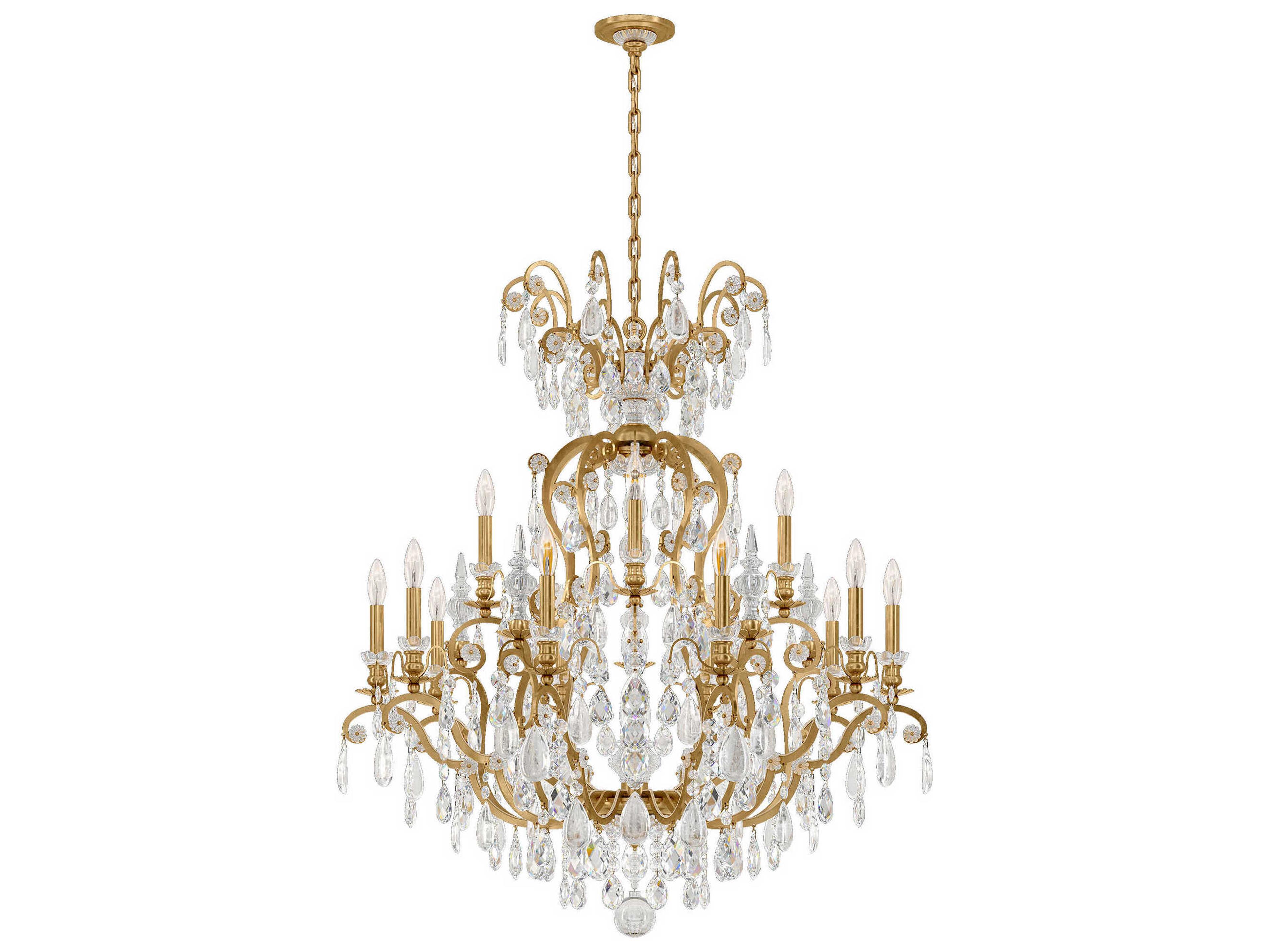 Schonbek Renaissance Rock Crystal 16-Light6-Light Pewter Candelabra Chandelier