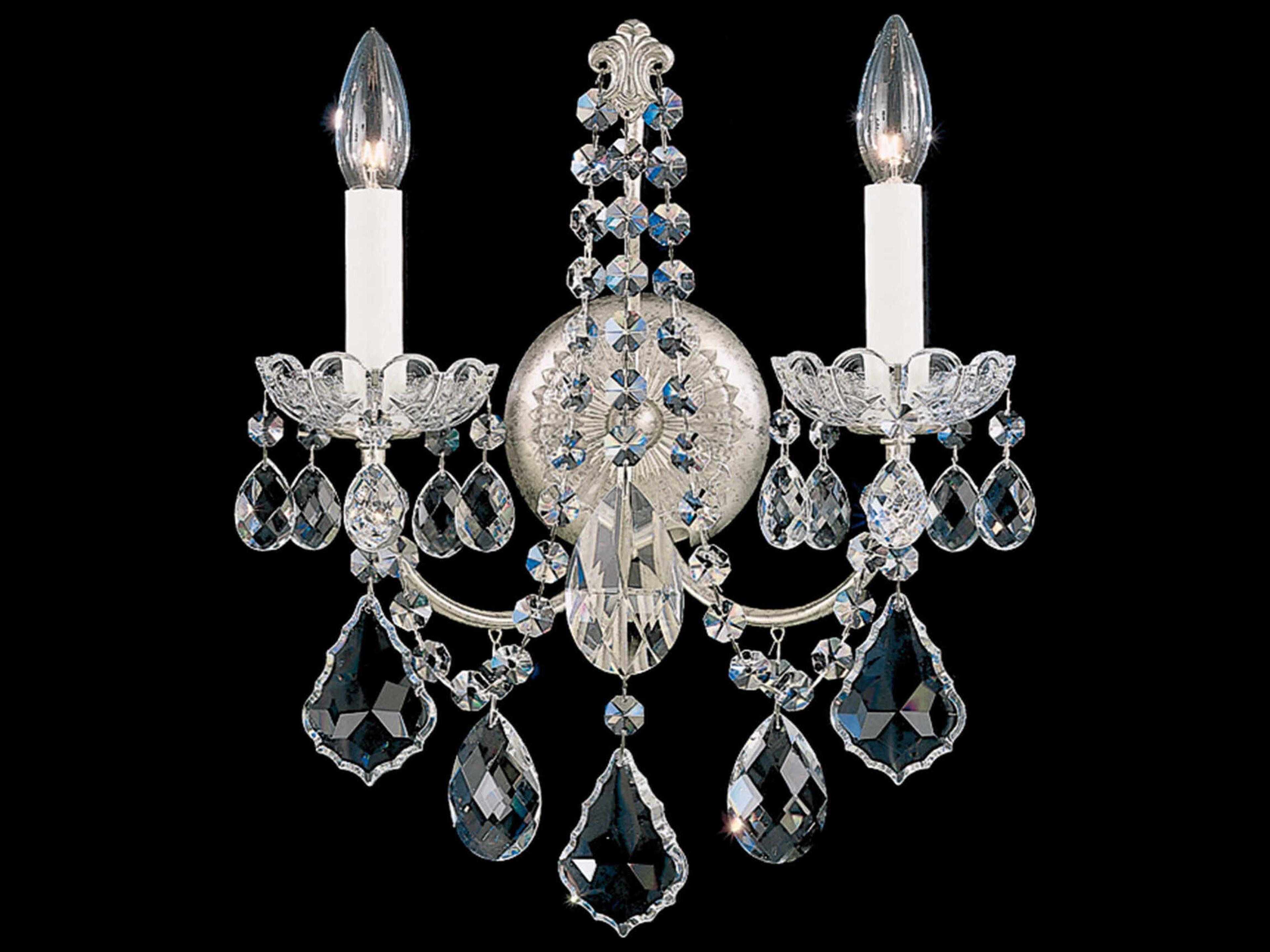 Schonbek New Orleans 2-Light Silver Crystal Wall Sconce