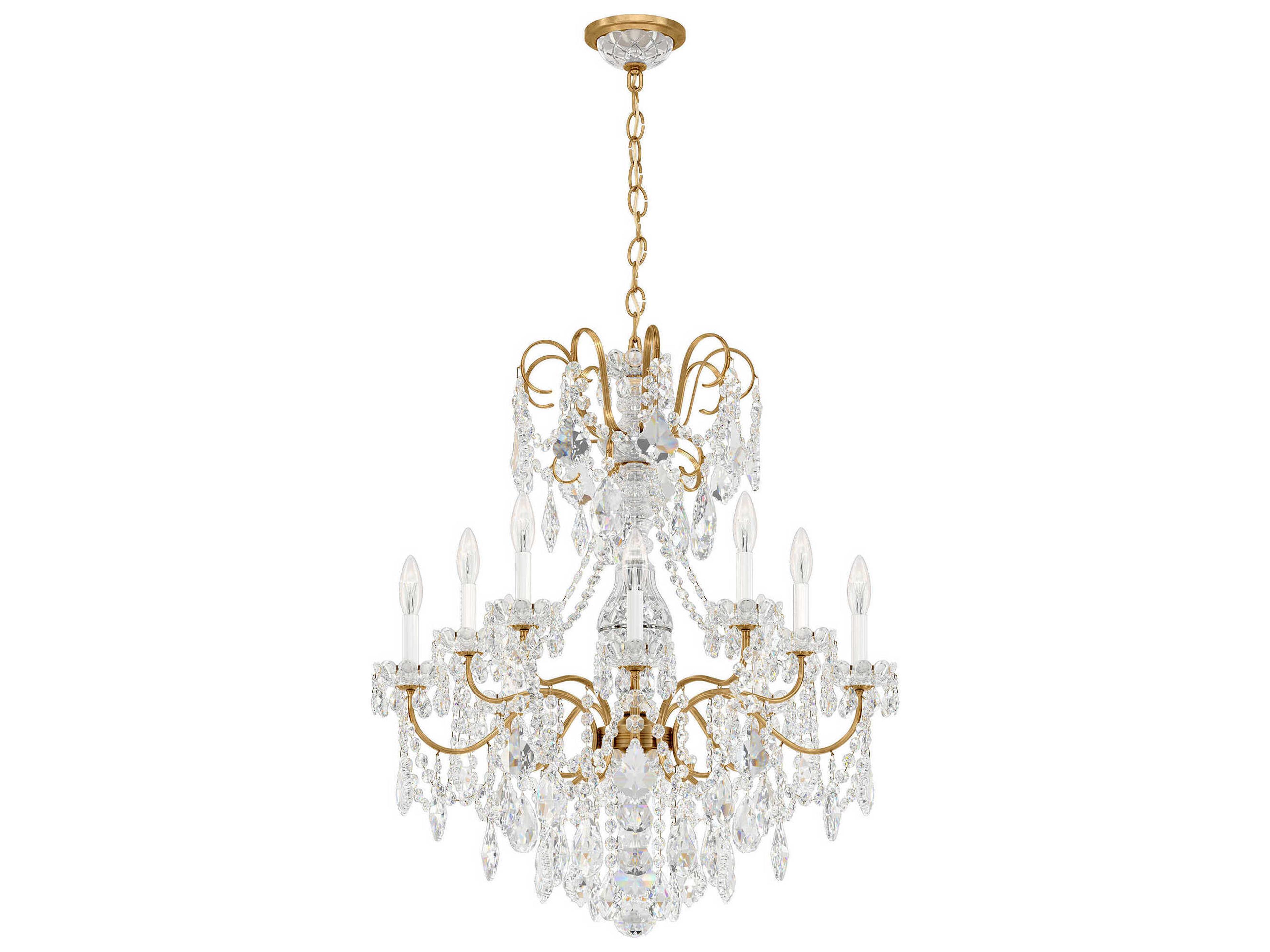 Schonbek New Orleans 10-Light Silver Crystal Candelabra Chandelier