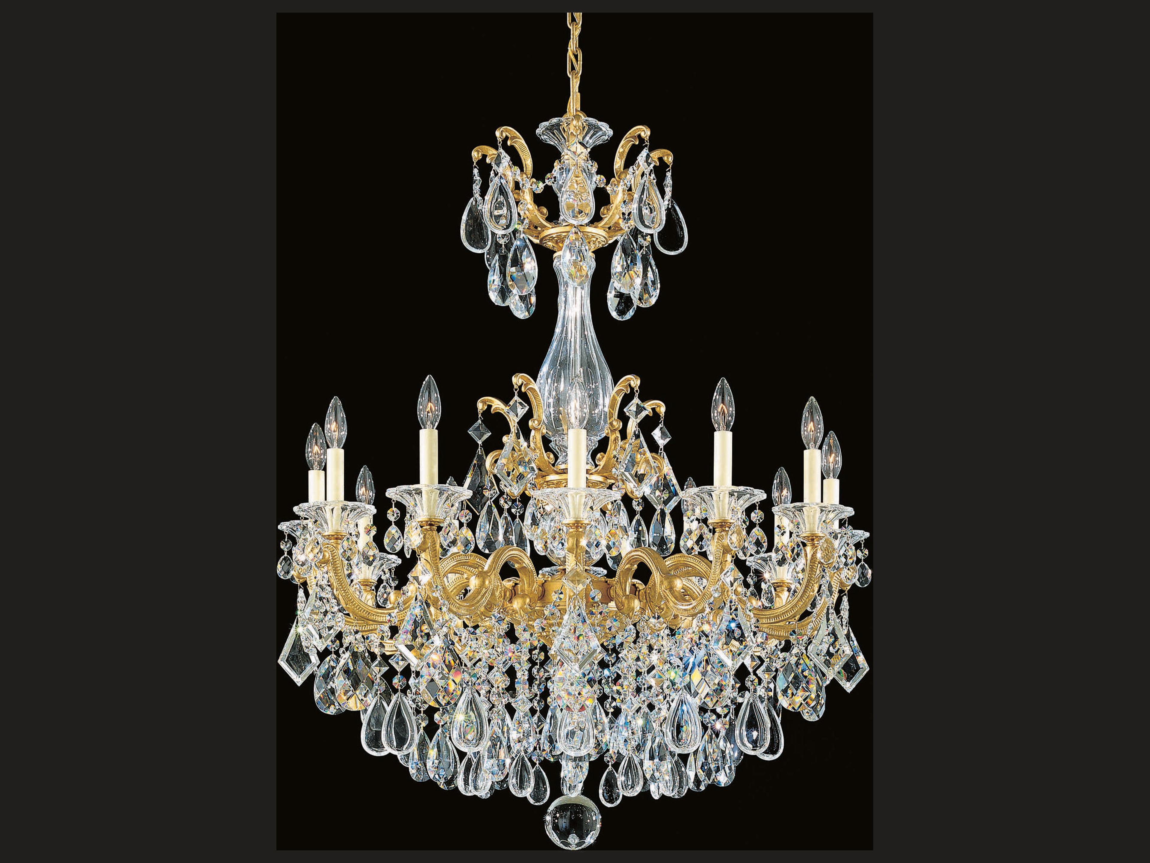 Schonbek La Scala 12-Light Gold Crystal Candelabra Chandelier