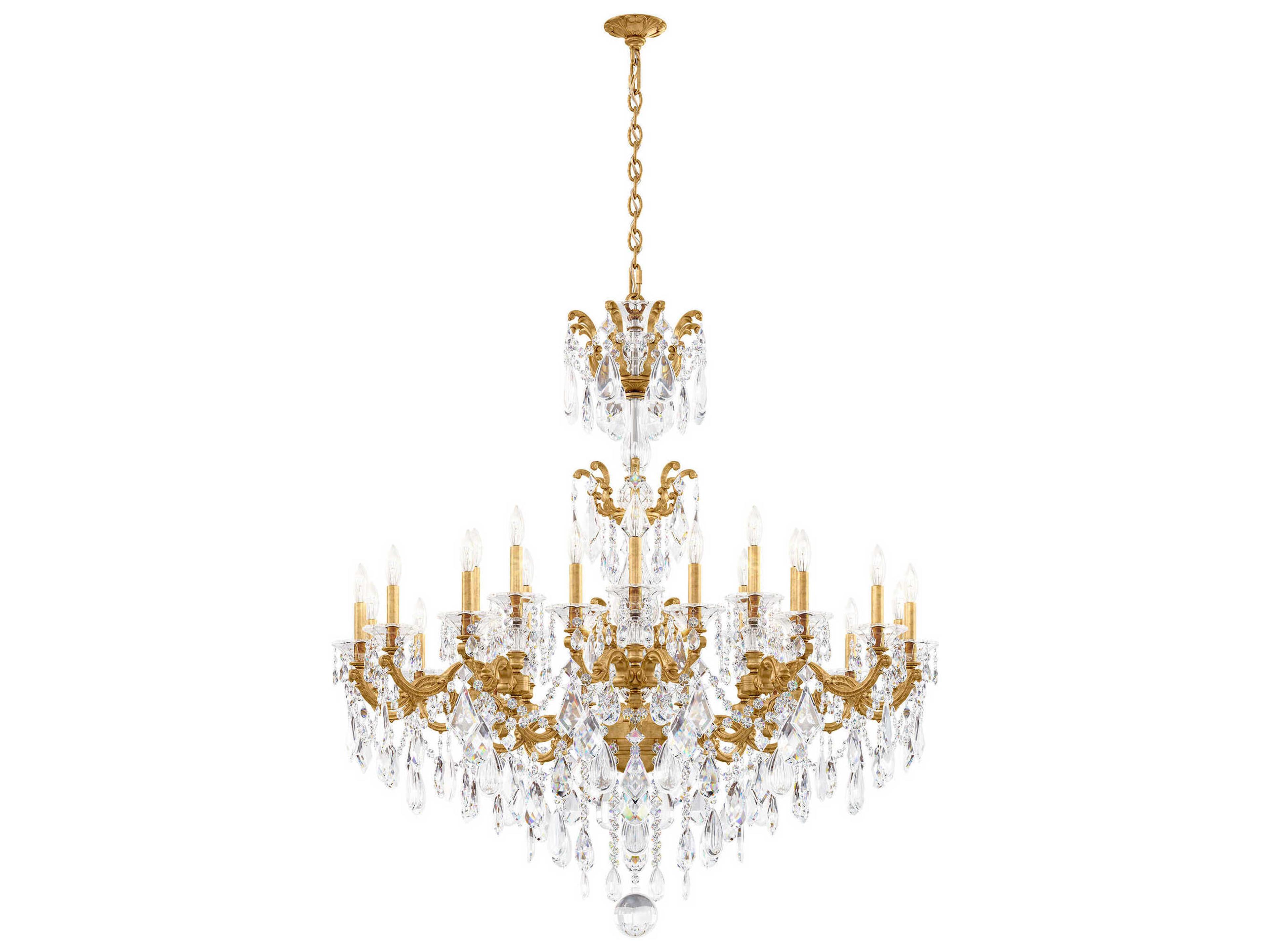 Schonbek La Scala 24-Light Gold Crystal Candelabra Chandelier