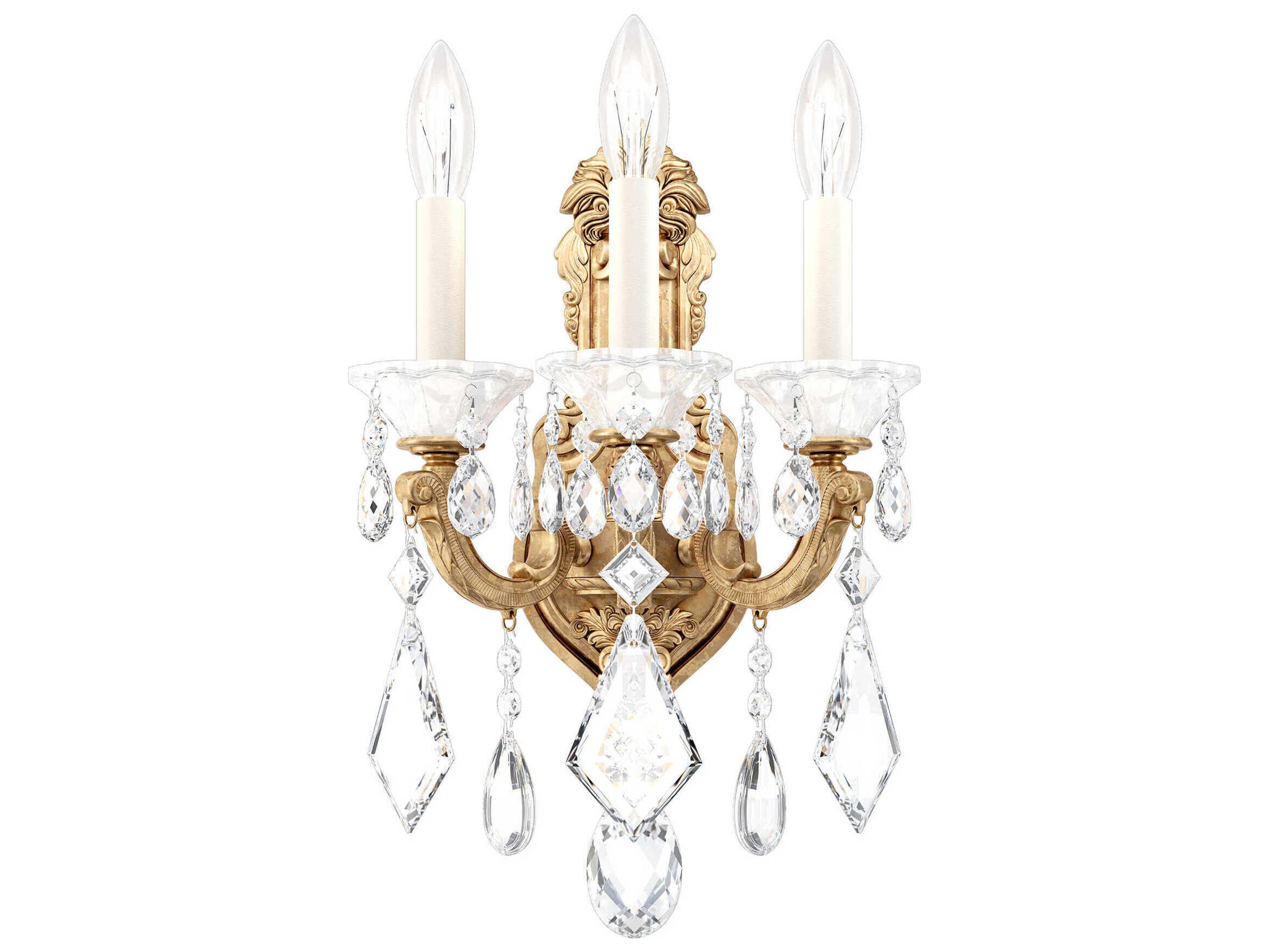 Schonbek La Scala 3-Light Gold Crystal Wall Sconce
