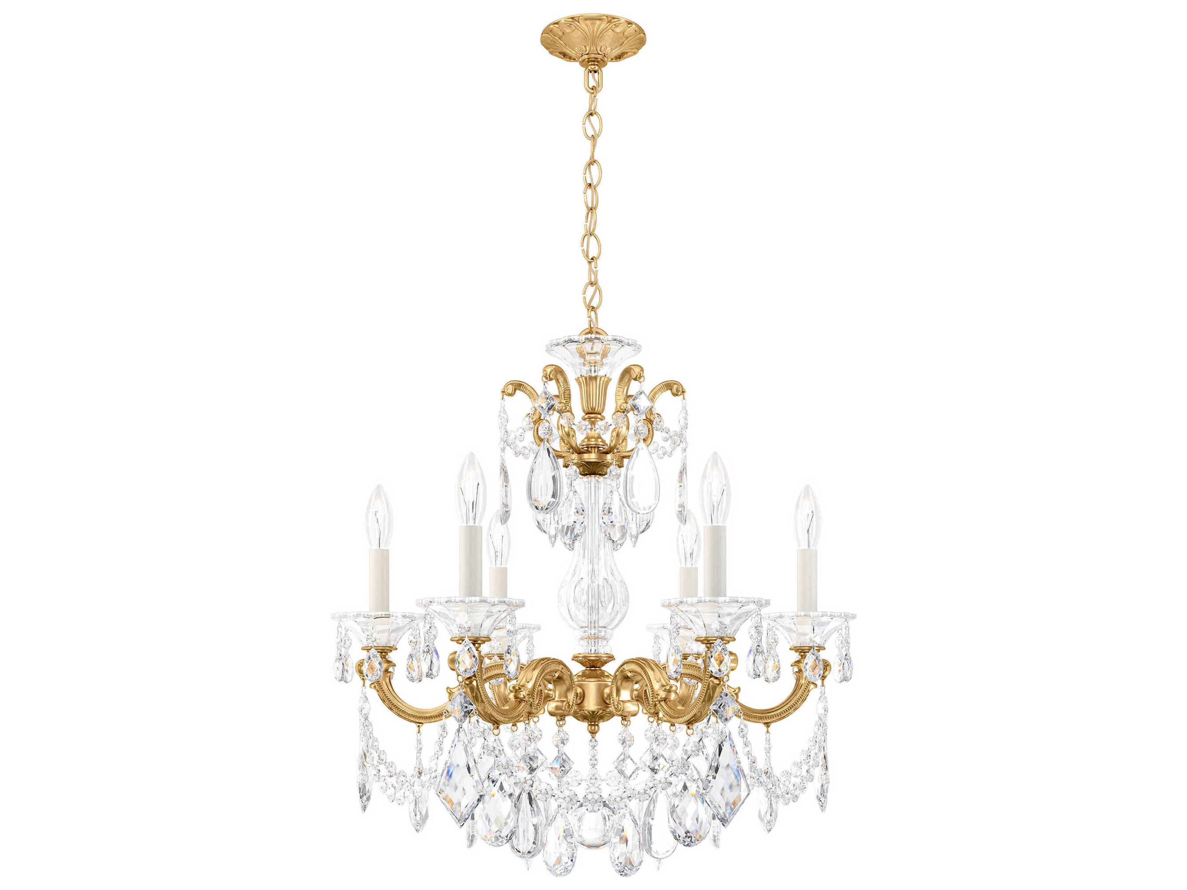 Schonbek La Scala 6-Light Silver Crystal Candelabra Chandelier