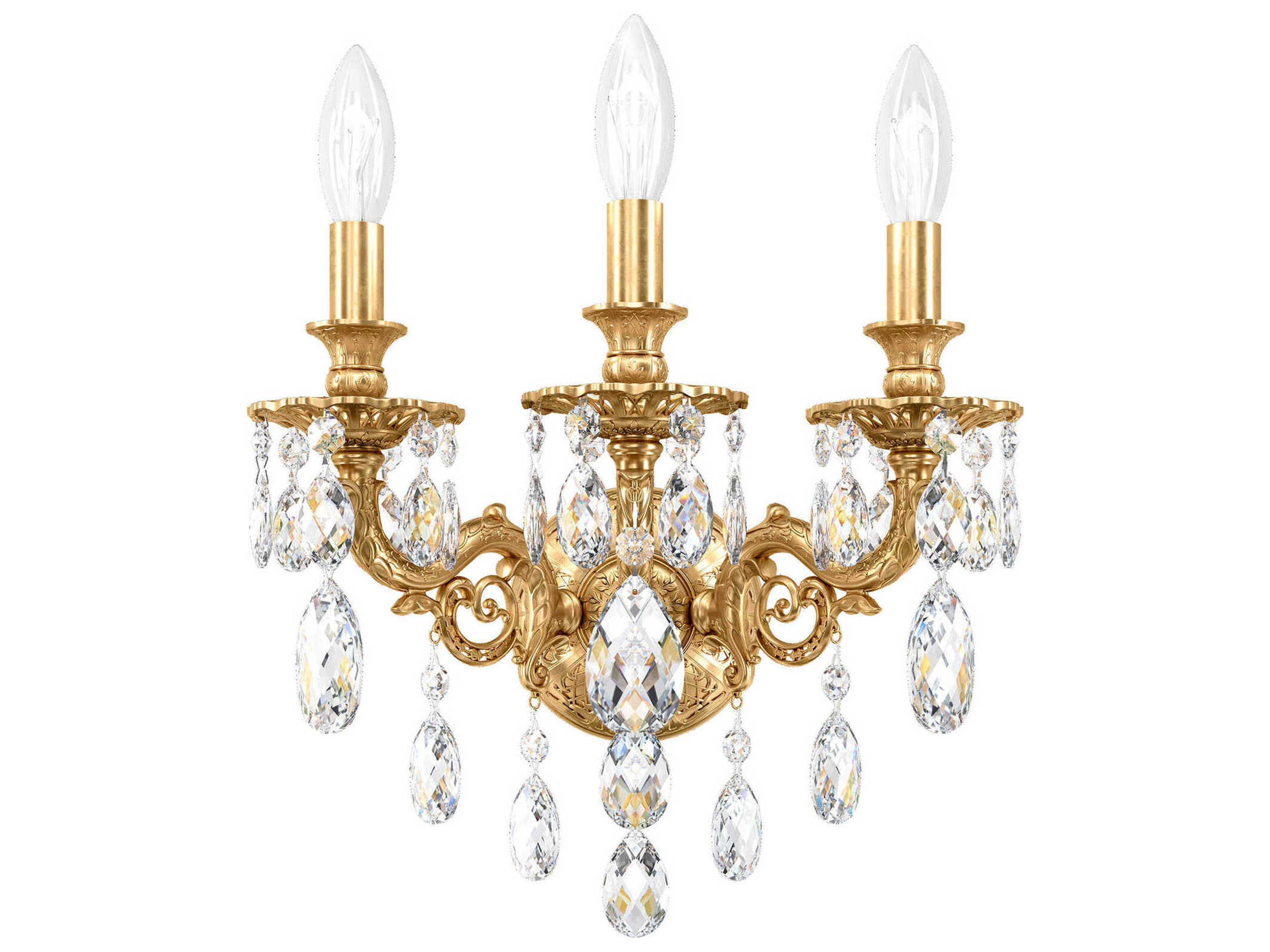 Schonbek Milano 3-Light Gold Crystal Wall Sconce