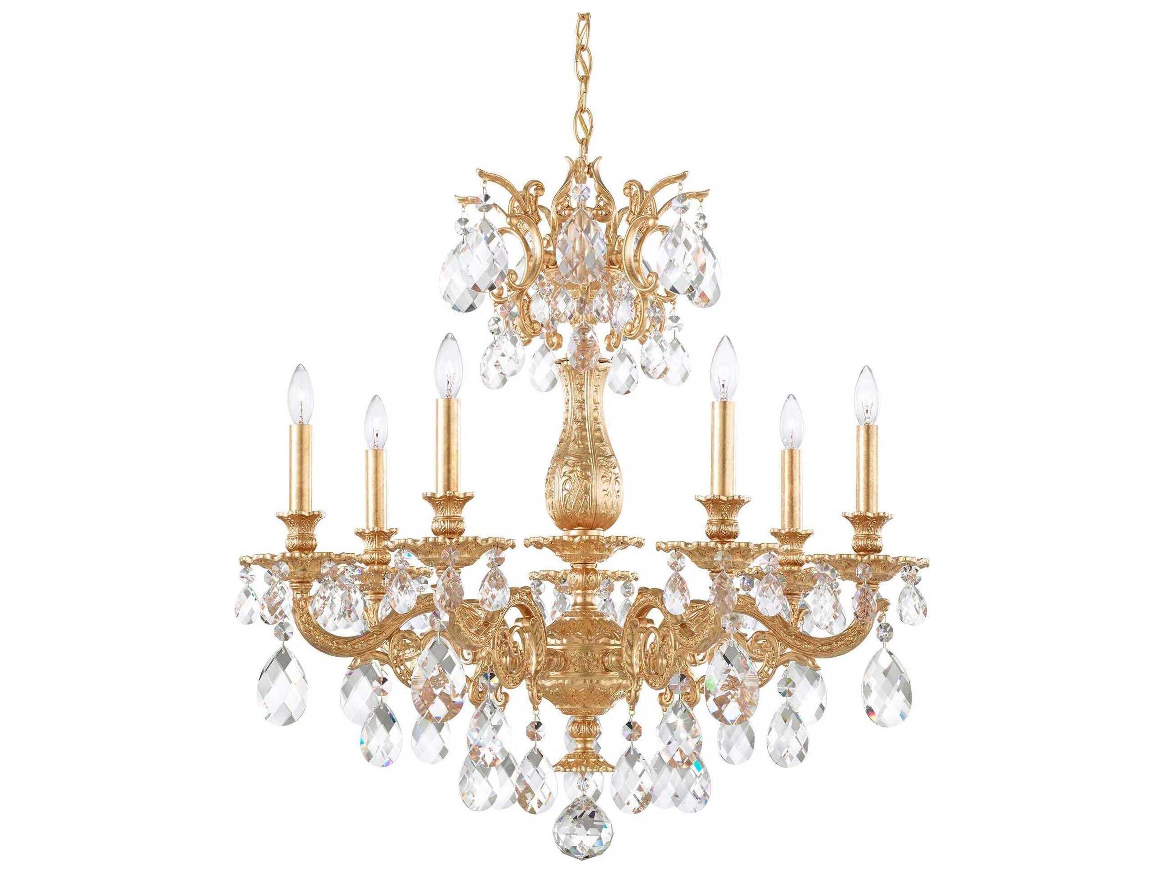 Schonbek Milano 7-Light Bronze Crystal Candelabra Chandelier