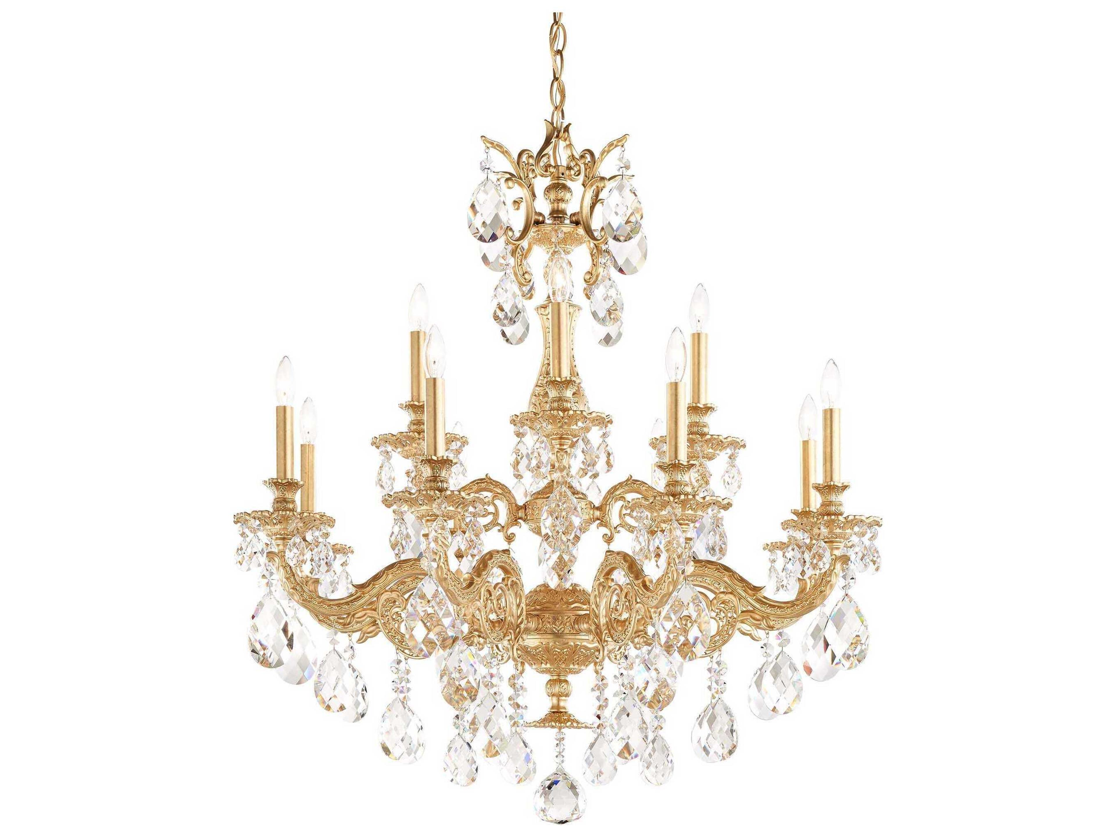 Schonbek Milano 12-Light Silver Crystal Candelabra Chandelier
