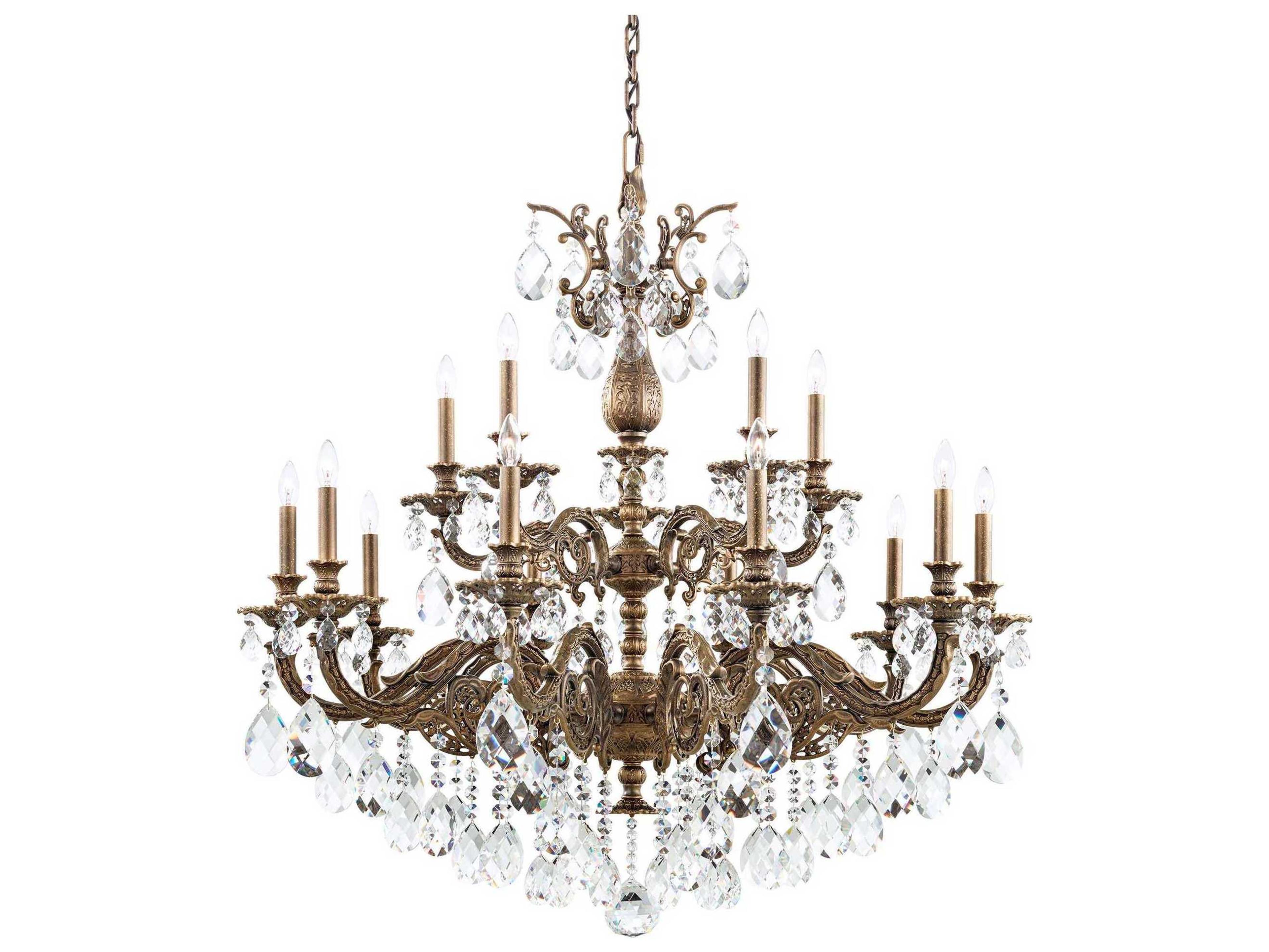 Schonbek Milano 15-Light Gold Crystal Candelabra Chandelier