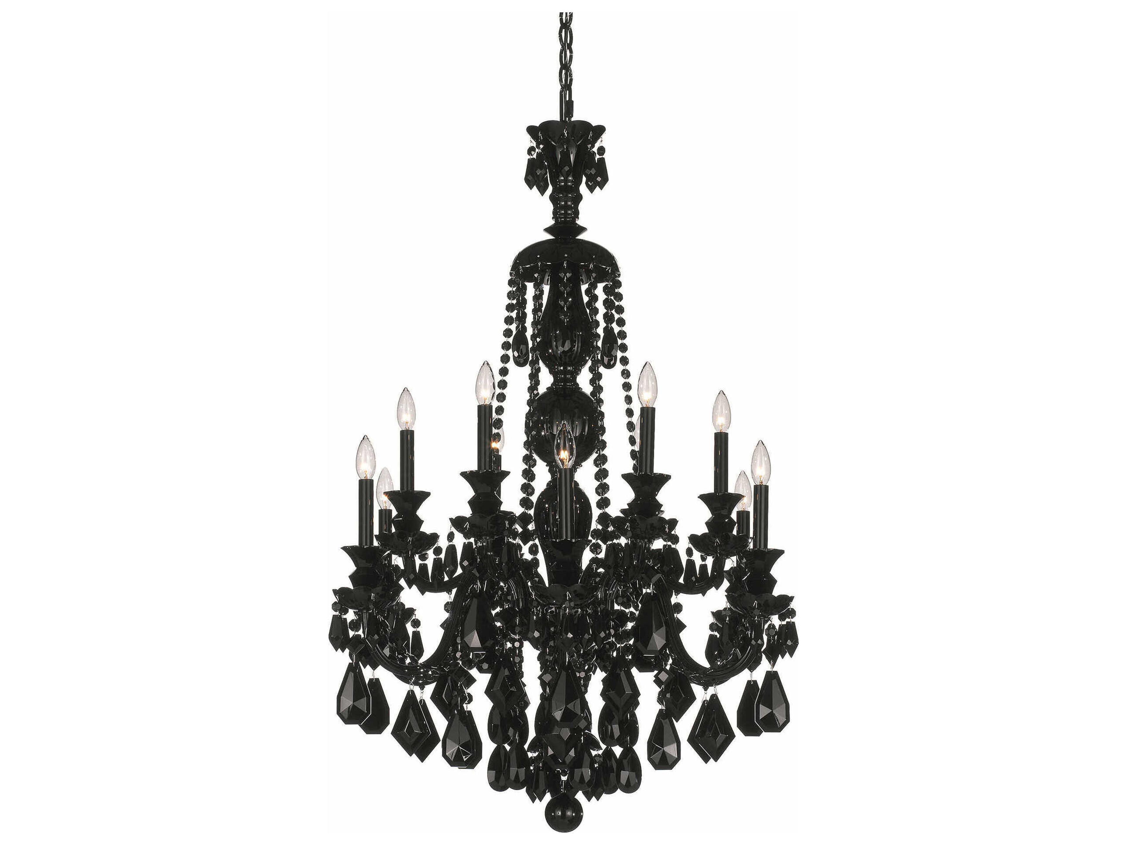 Schonbek Hamilton 12-Light Jet Black Candelabra Chandelier