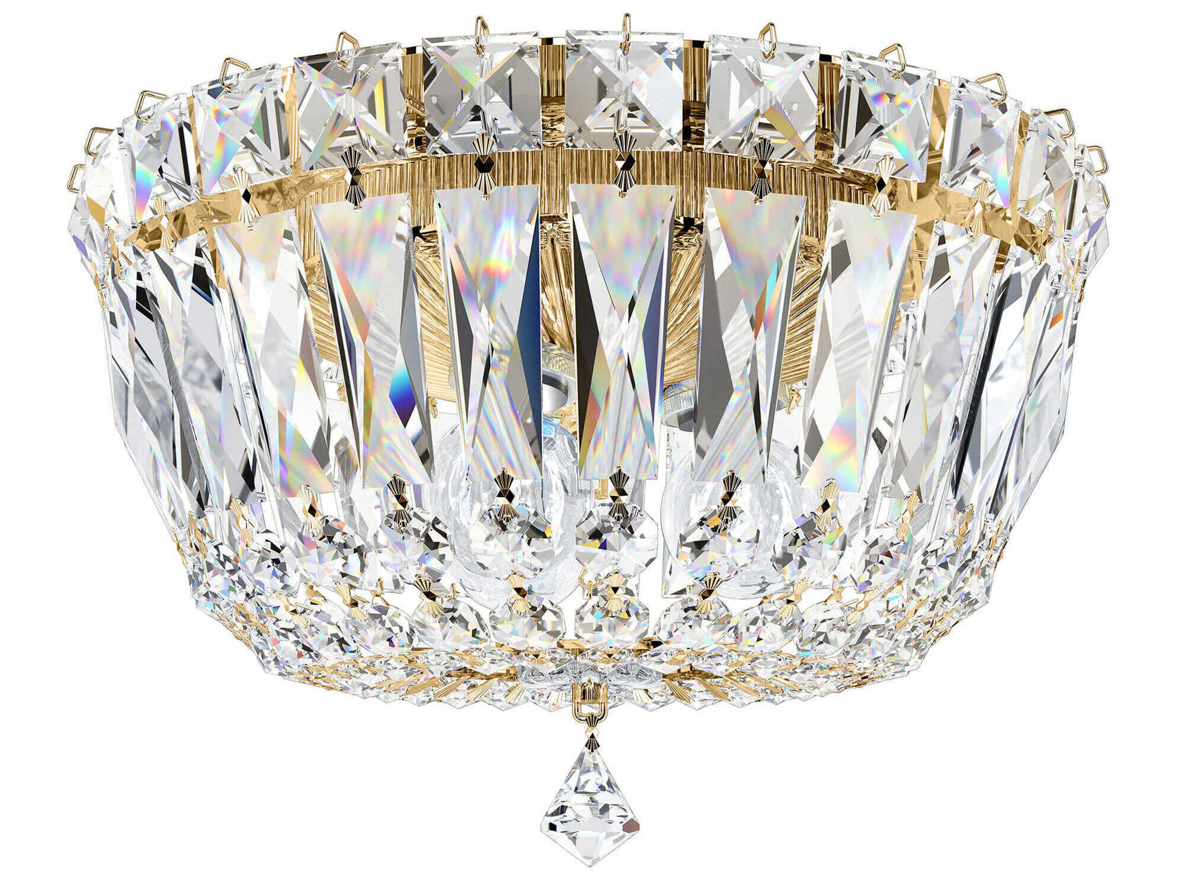Schonbek Petit Crystal Deluxe 3-Light Gold Bowl Flush Mount