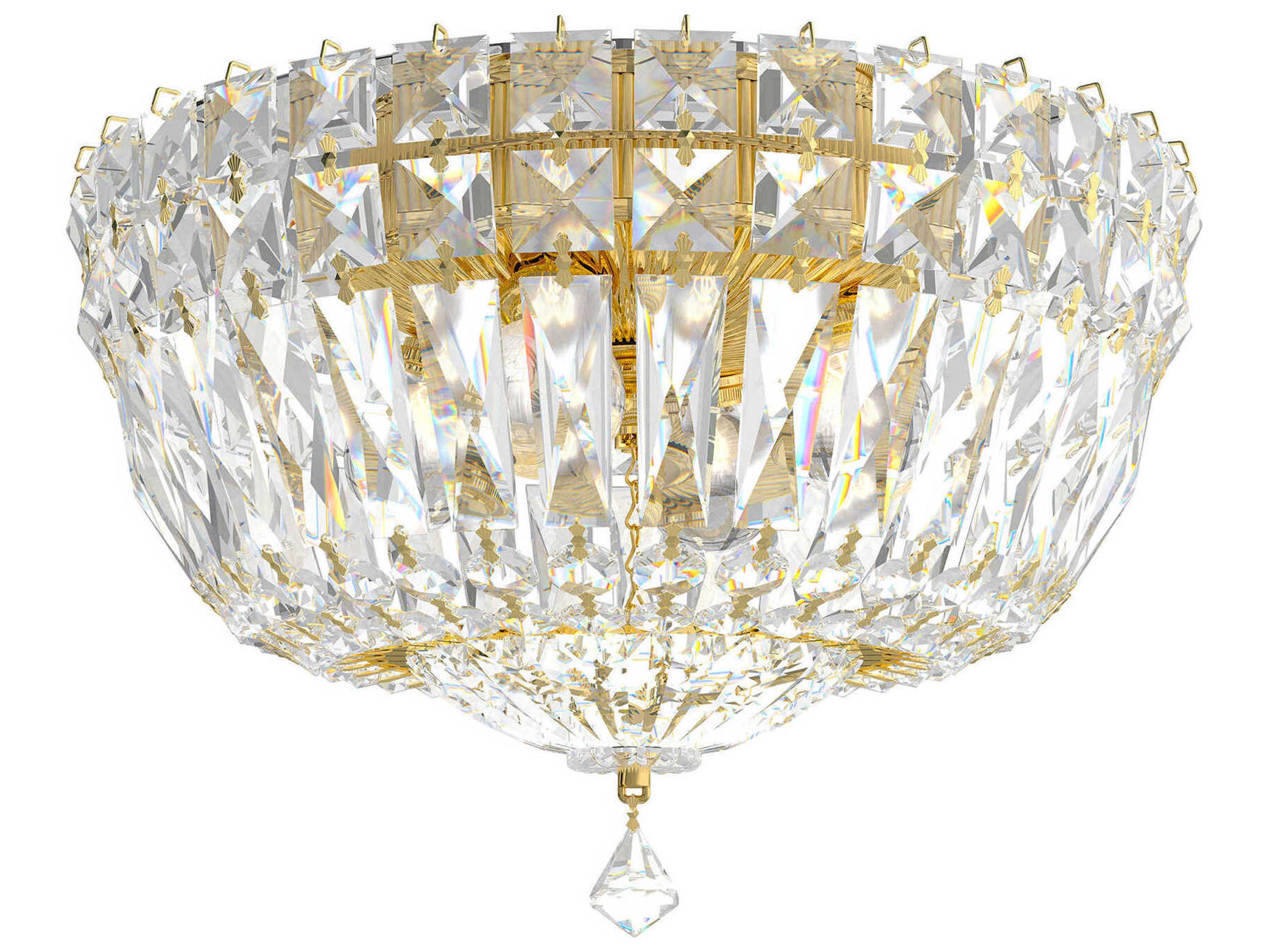 Schonbek Petit Crystal Deluxe 4-Light Gold Bowl Flush Mount