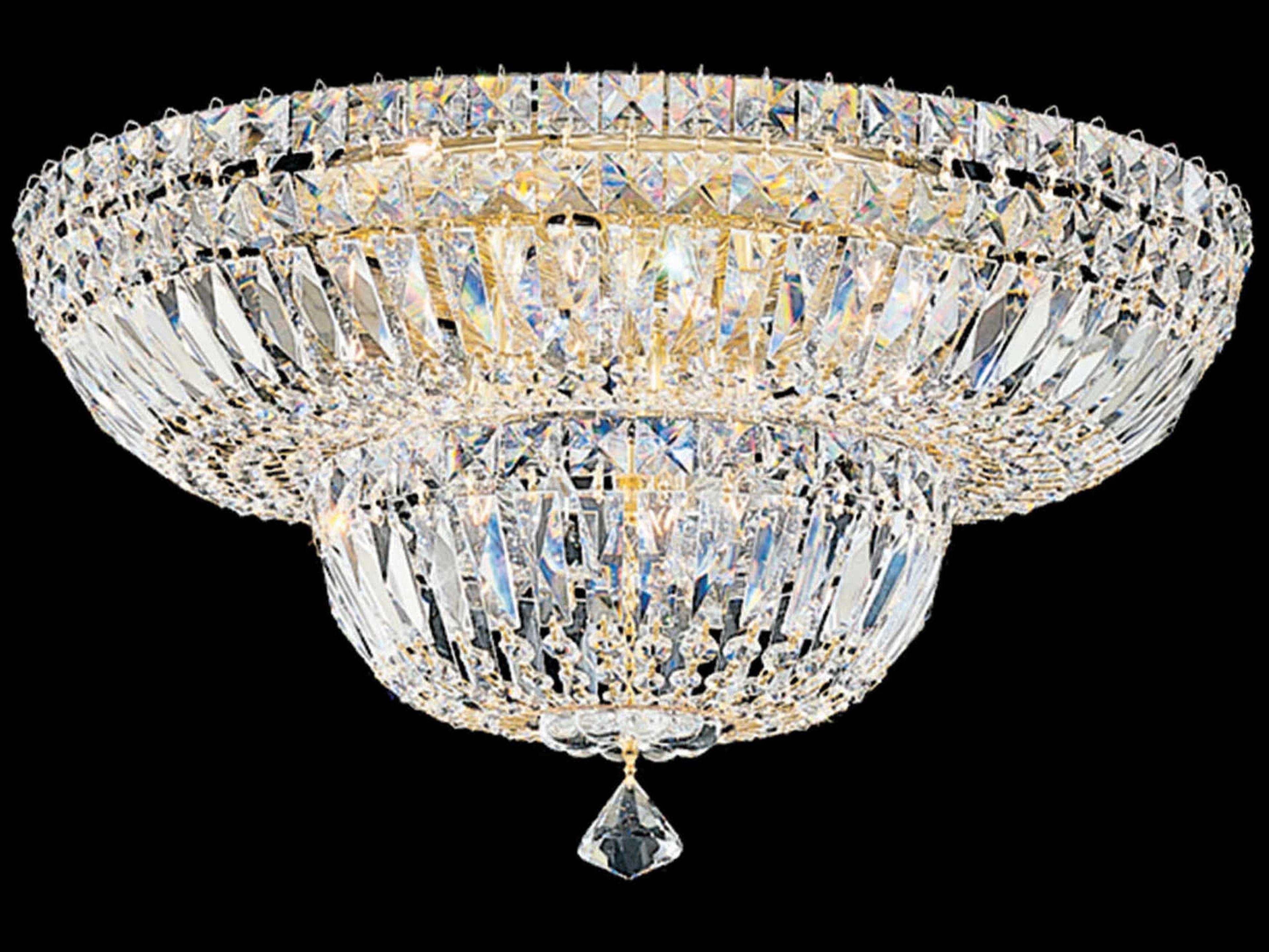 Schonbek Petit Crystal Deluxe 9-Light Gold Flush Mount