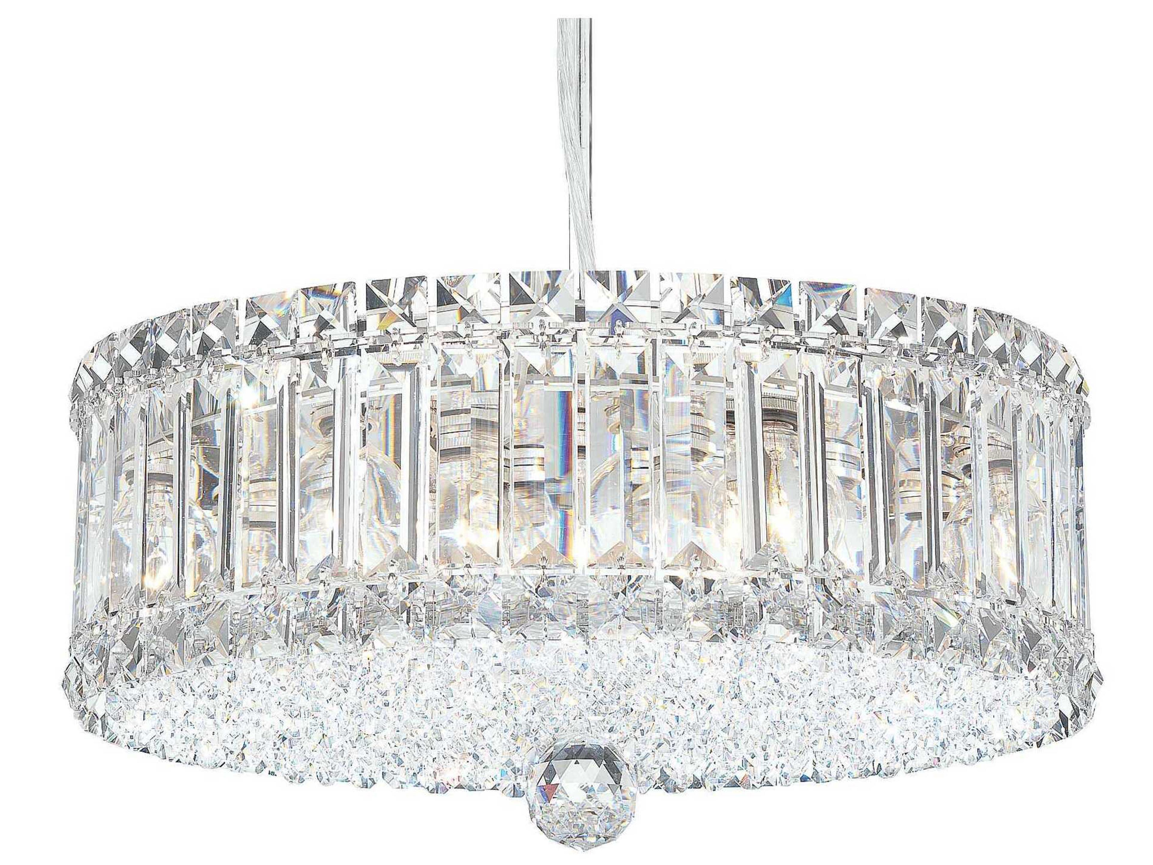 Schonbek Plaza 9-Light Stainless Steel Crystal Drum Pendant