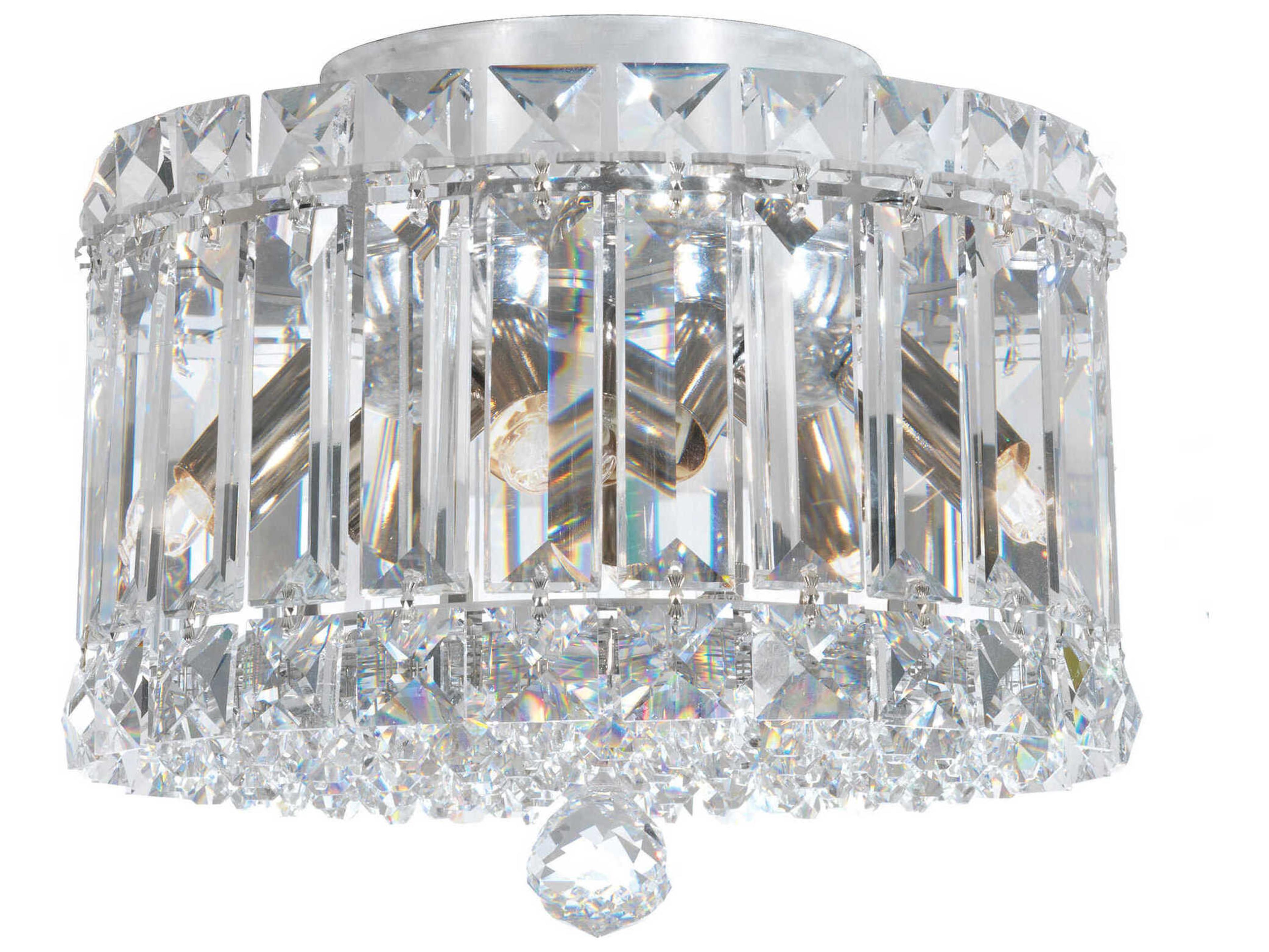 Schonbek Plaza 4-Light Stainless Steel Crystal Drum Flush Mount