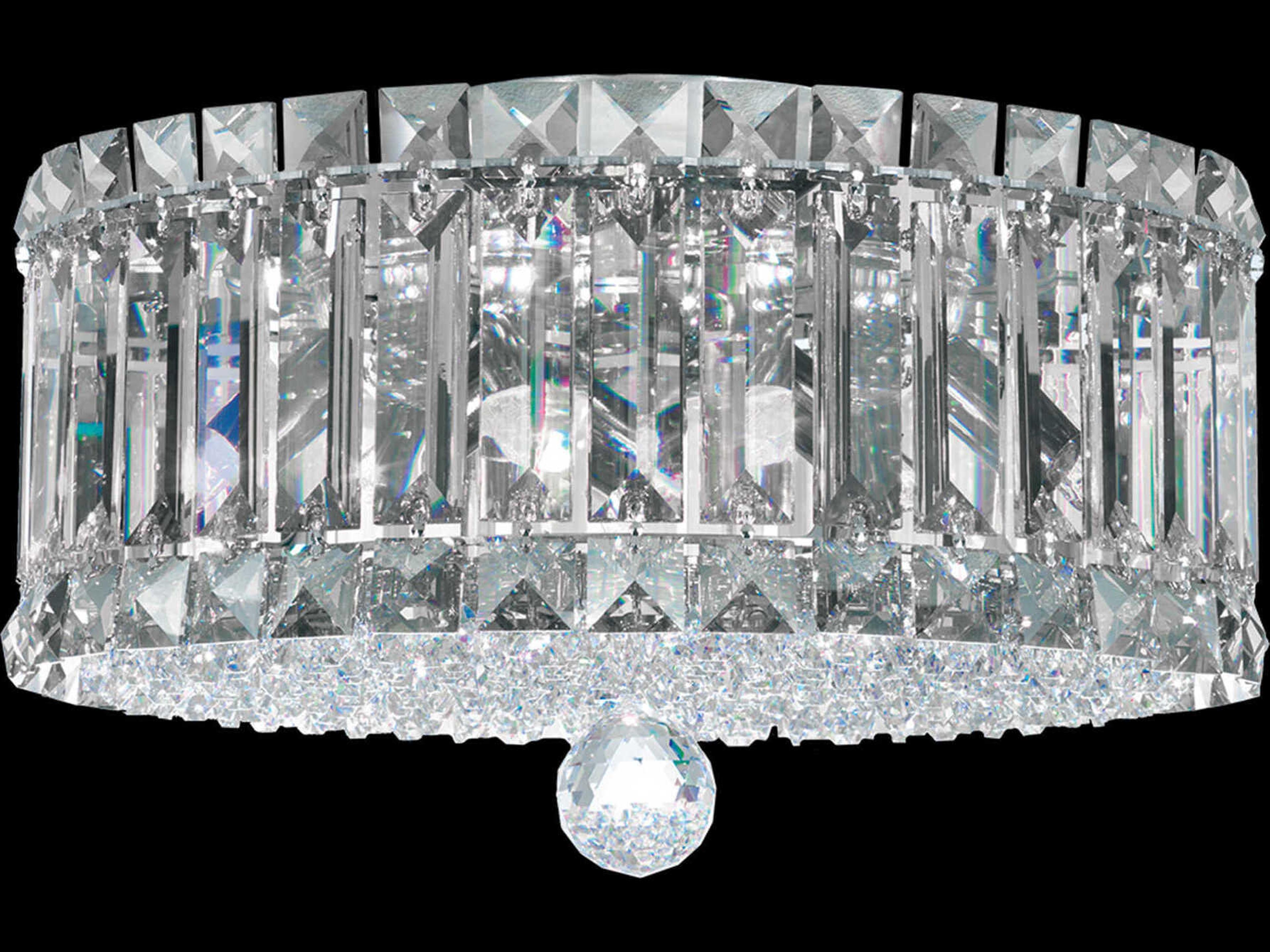 Schonbek Plaza 4-Light Stainless Steel Crystal Drum Flush Mount