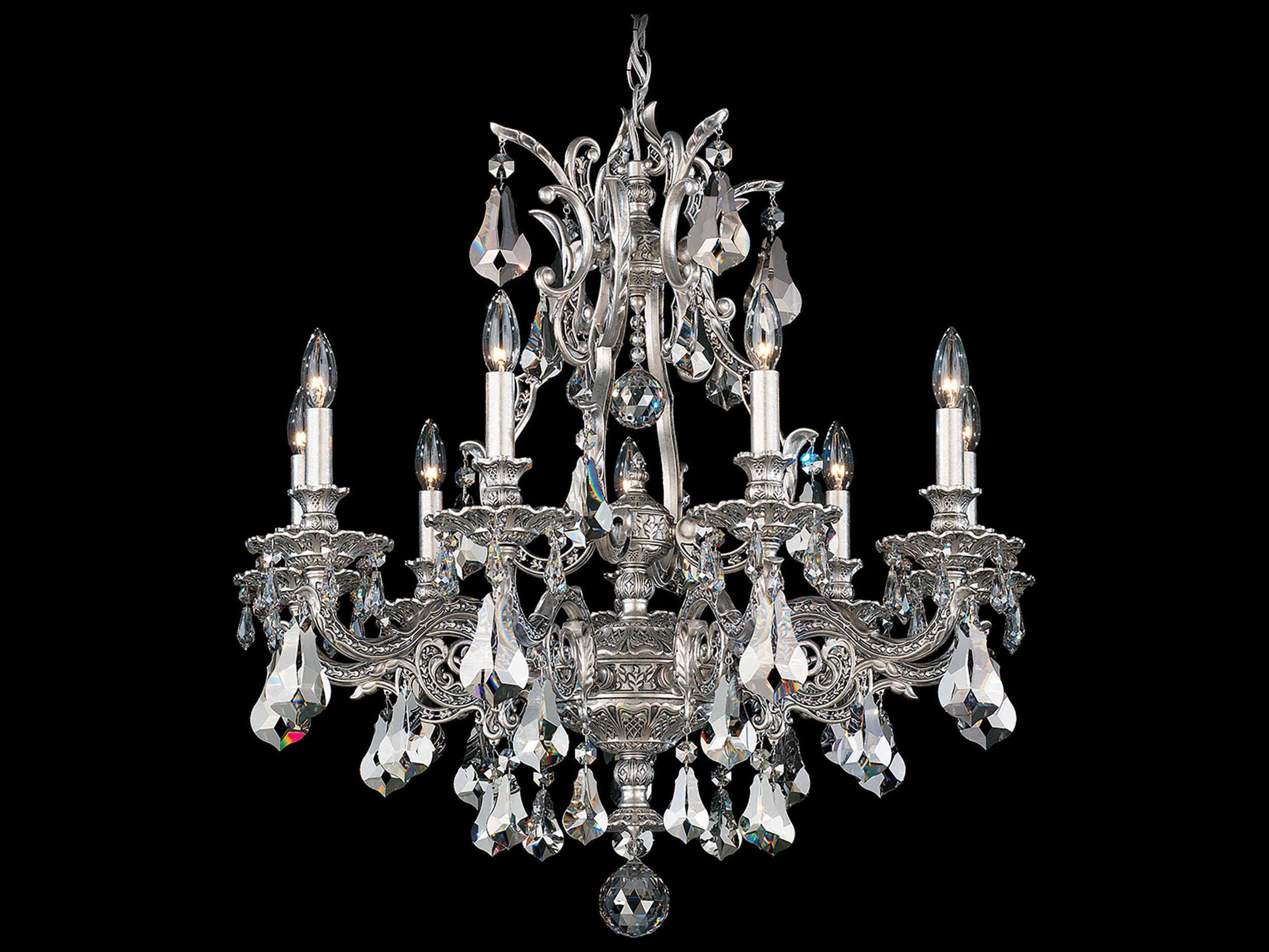 Schonbek Sophia 9-Light Silver Crystal Candelabra Chandelier