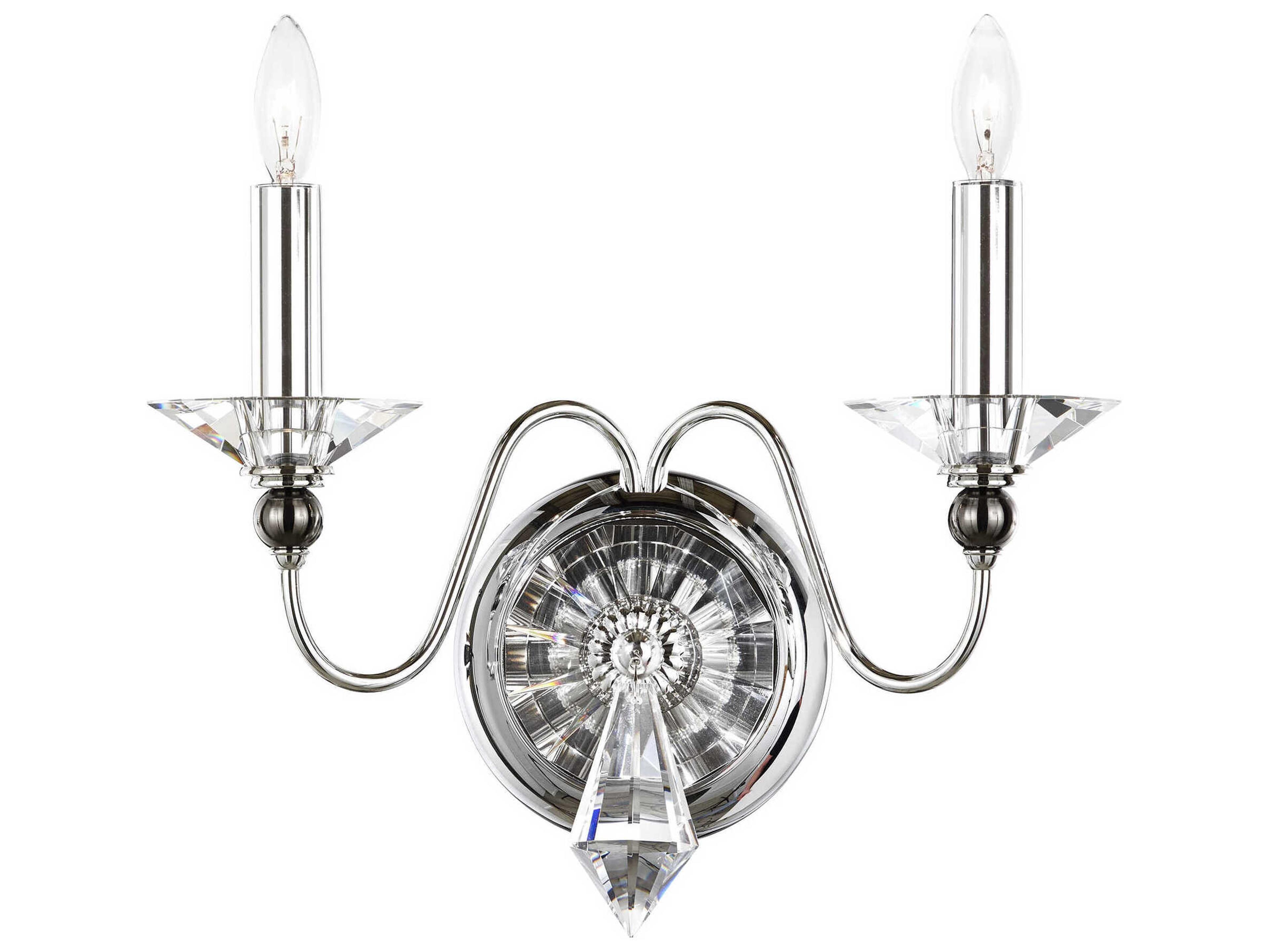 Schonbek Jasmine 2-Light Polished Silver Crystal Wall Sconce