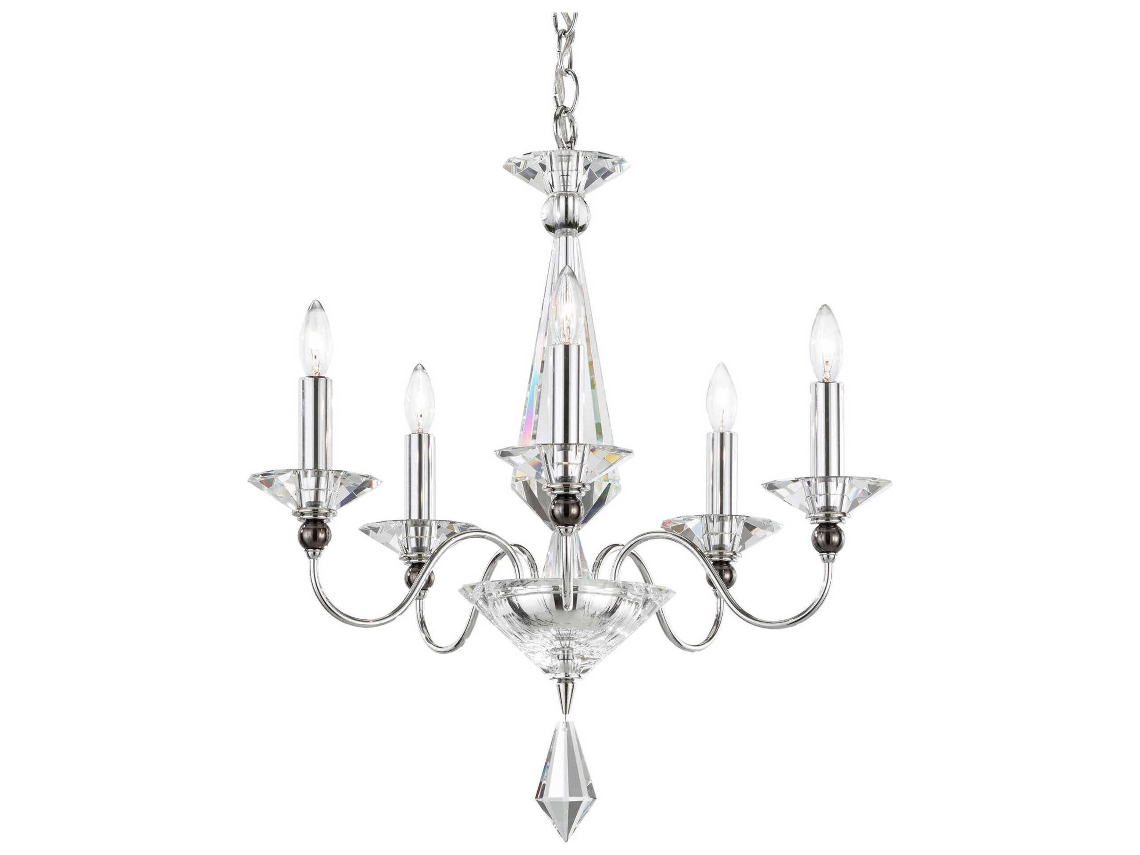 Schonbek Jasmine 5-Light Polished Silver Crystal Candelabra Chandelier