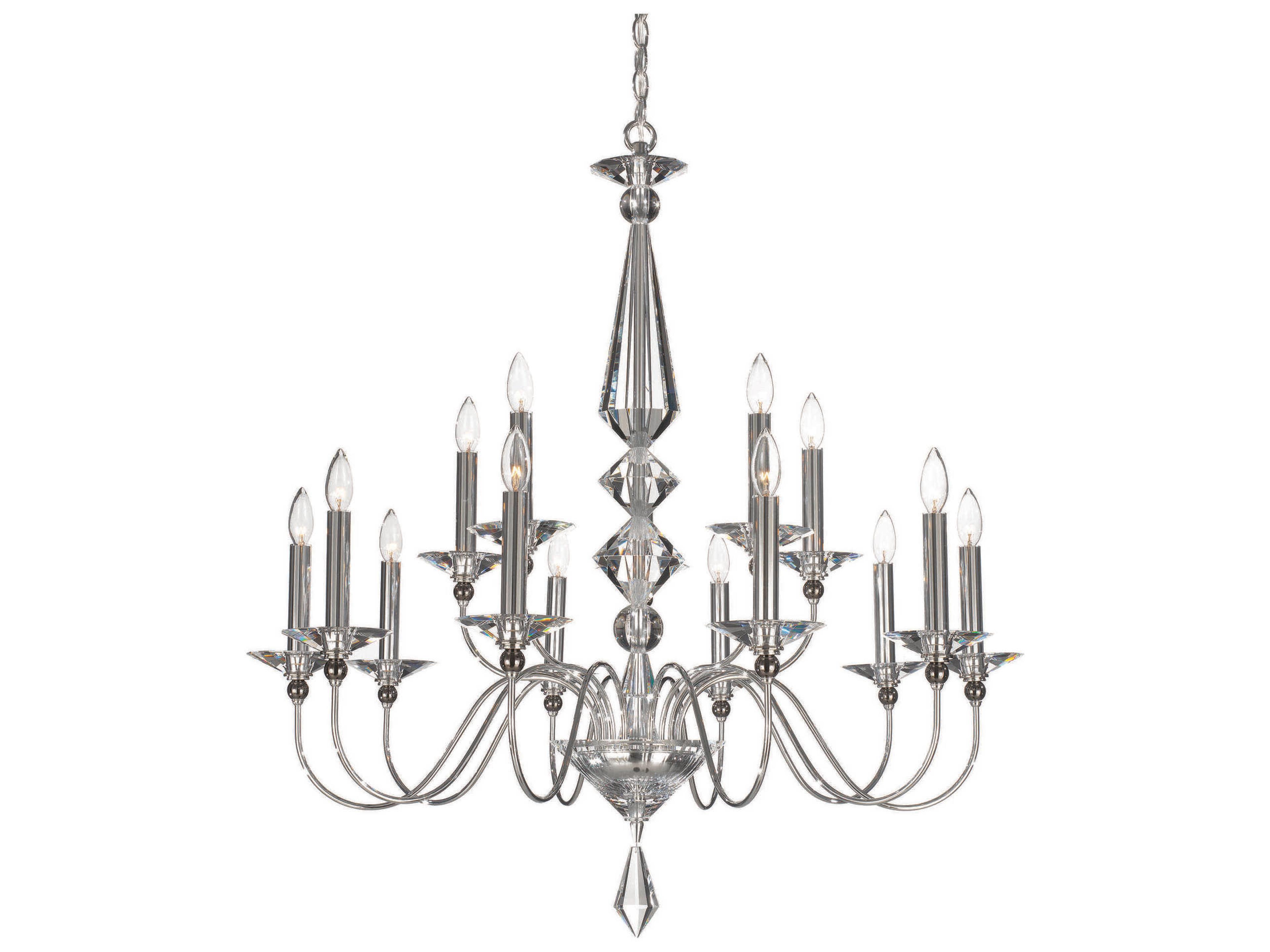 Schonbek Jasmine 15-Light Polished Silver Crystal Candelabra Chandelier