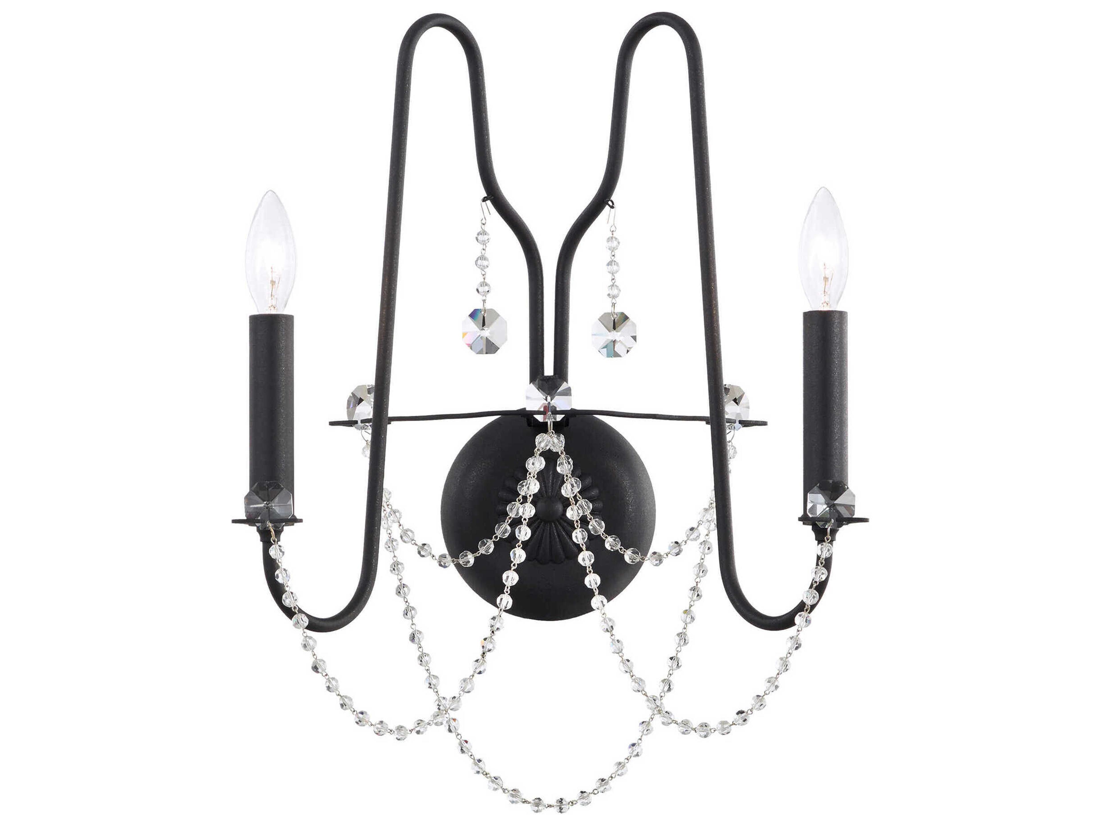 Schonbek Esmery 2-Light Black Crystal Wall Sconce