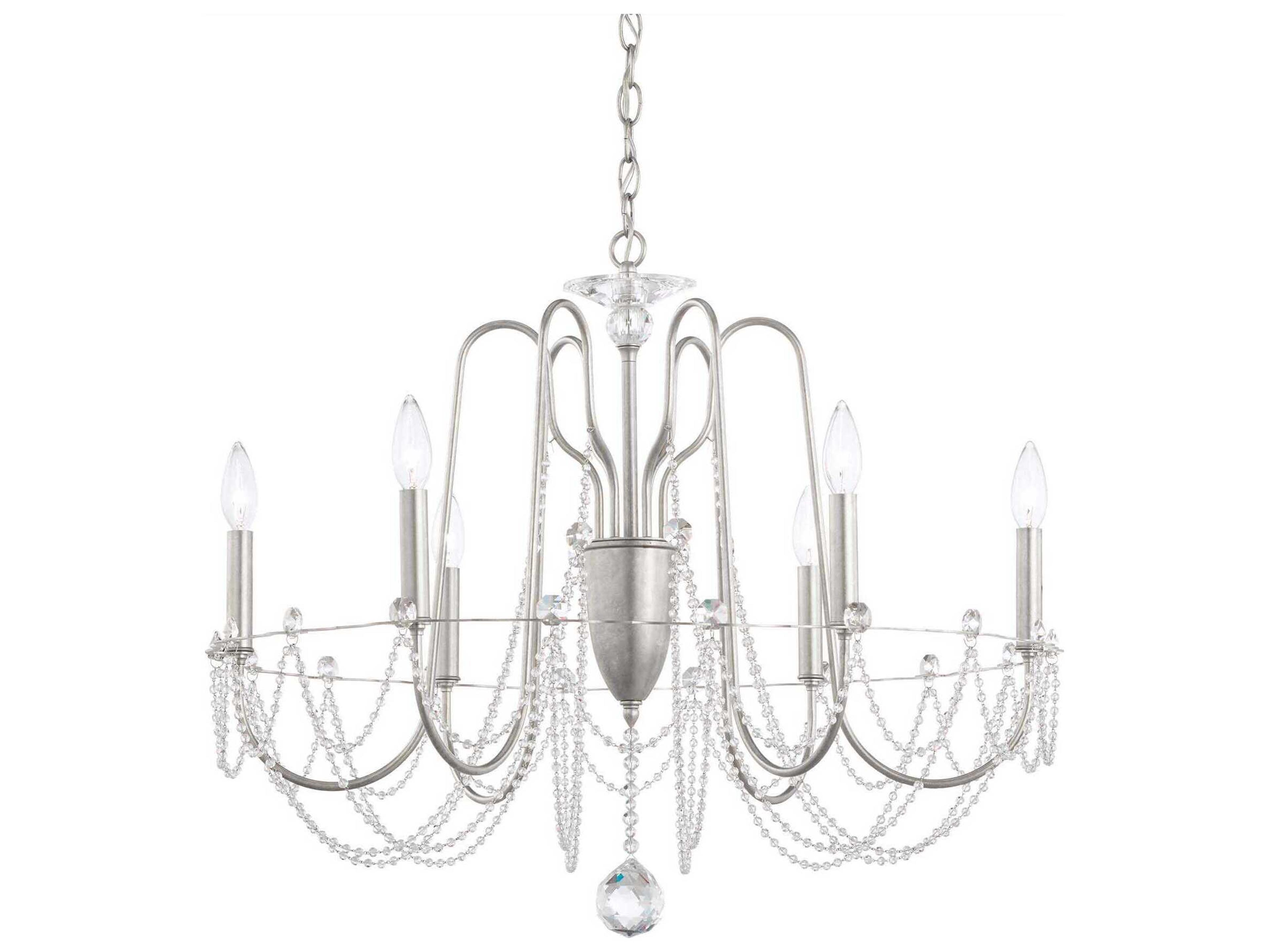 Schonbek Esmery 6-Light Silver Crystal Candelabra Chandelier
