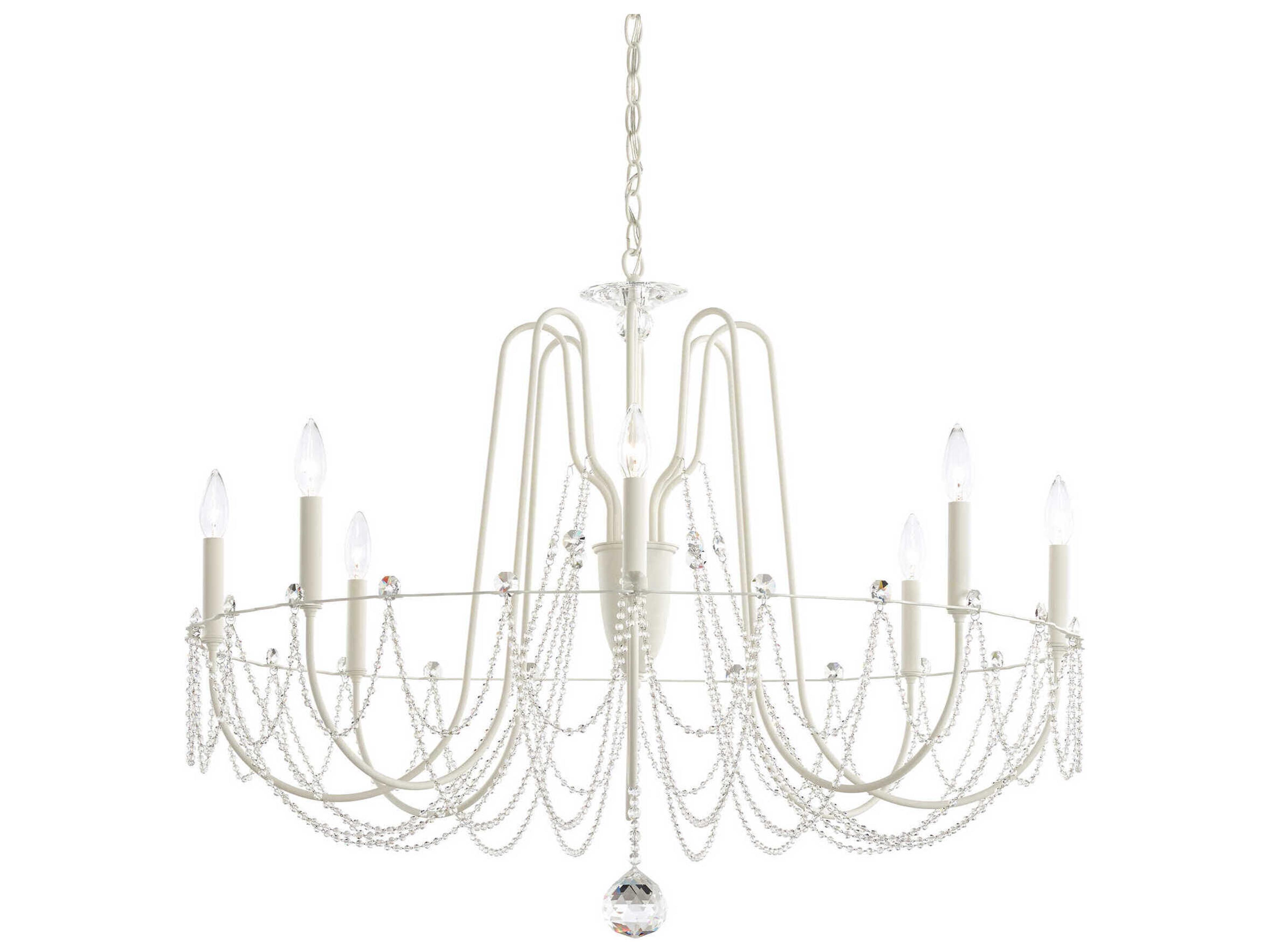 Schonbek Esmery 8-Light White Crystal Candelabra Chandelier