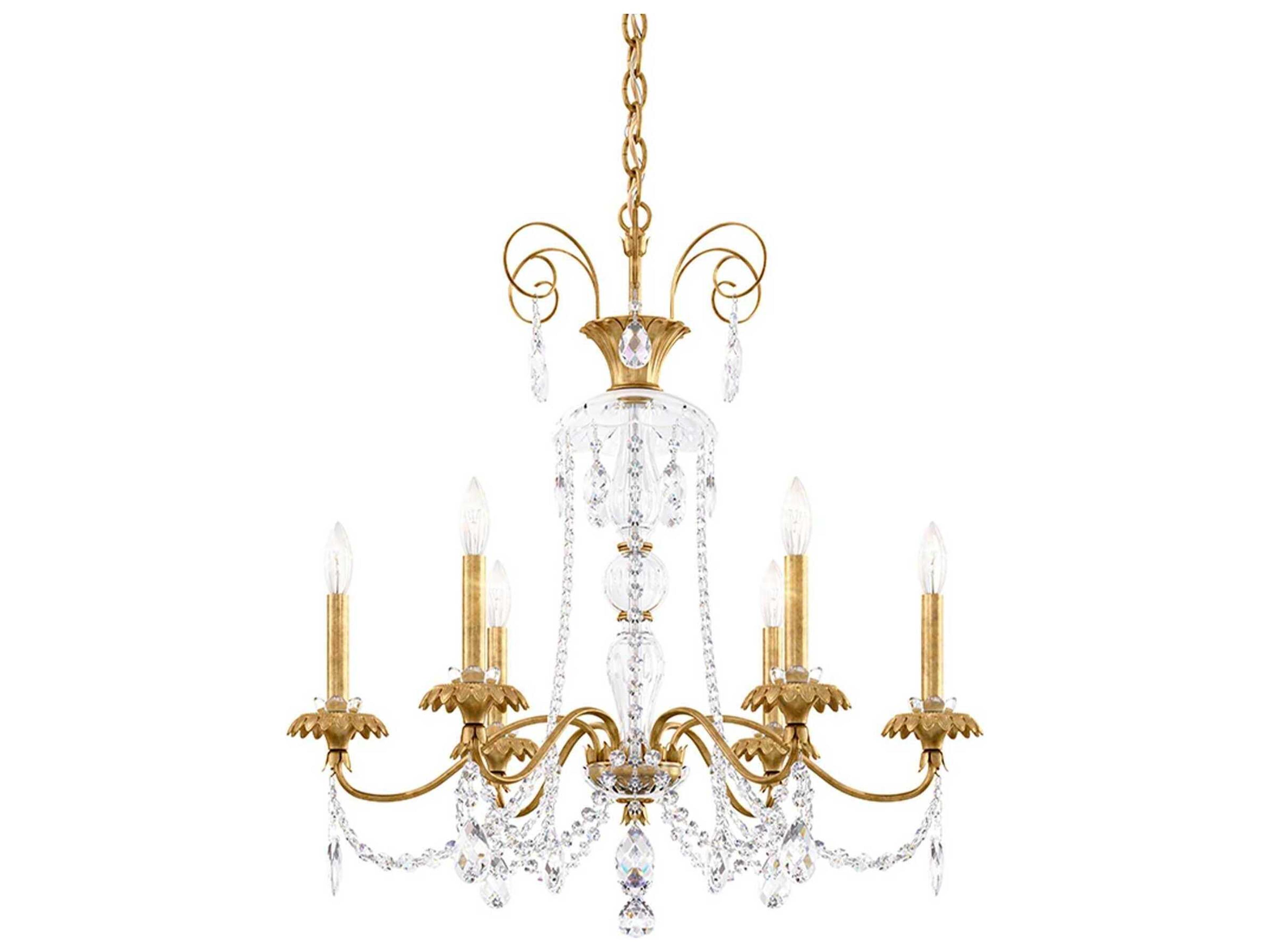 Schonbek Helenia 6-Light Heirloom Gold Crystal Candelabra Chandelier