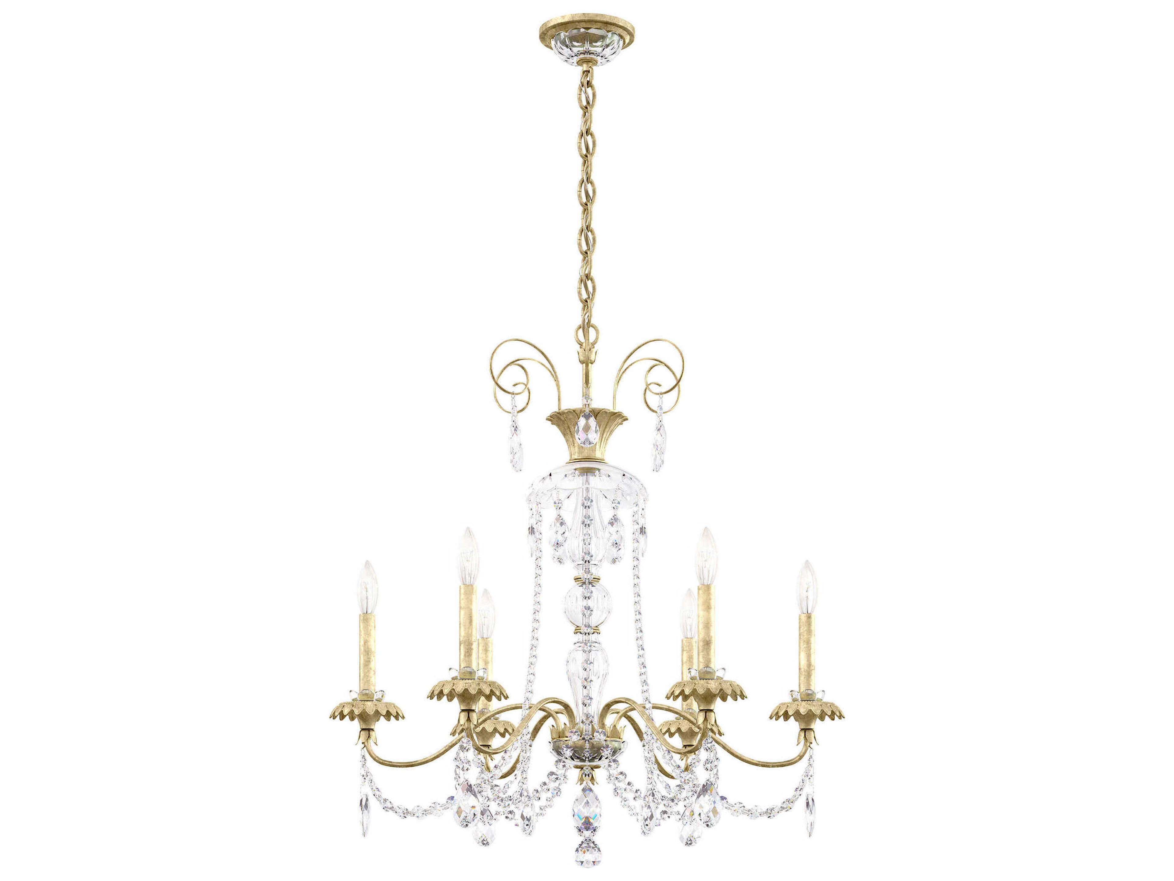 Schonbek Helenia 6-Light Antique Silver Crystal Candelabra Chandelier