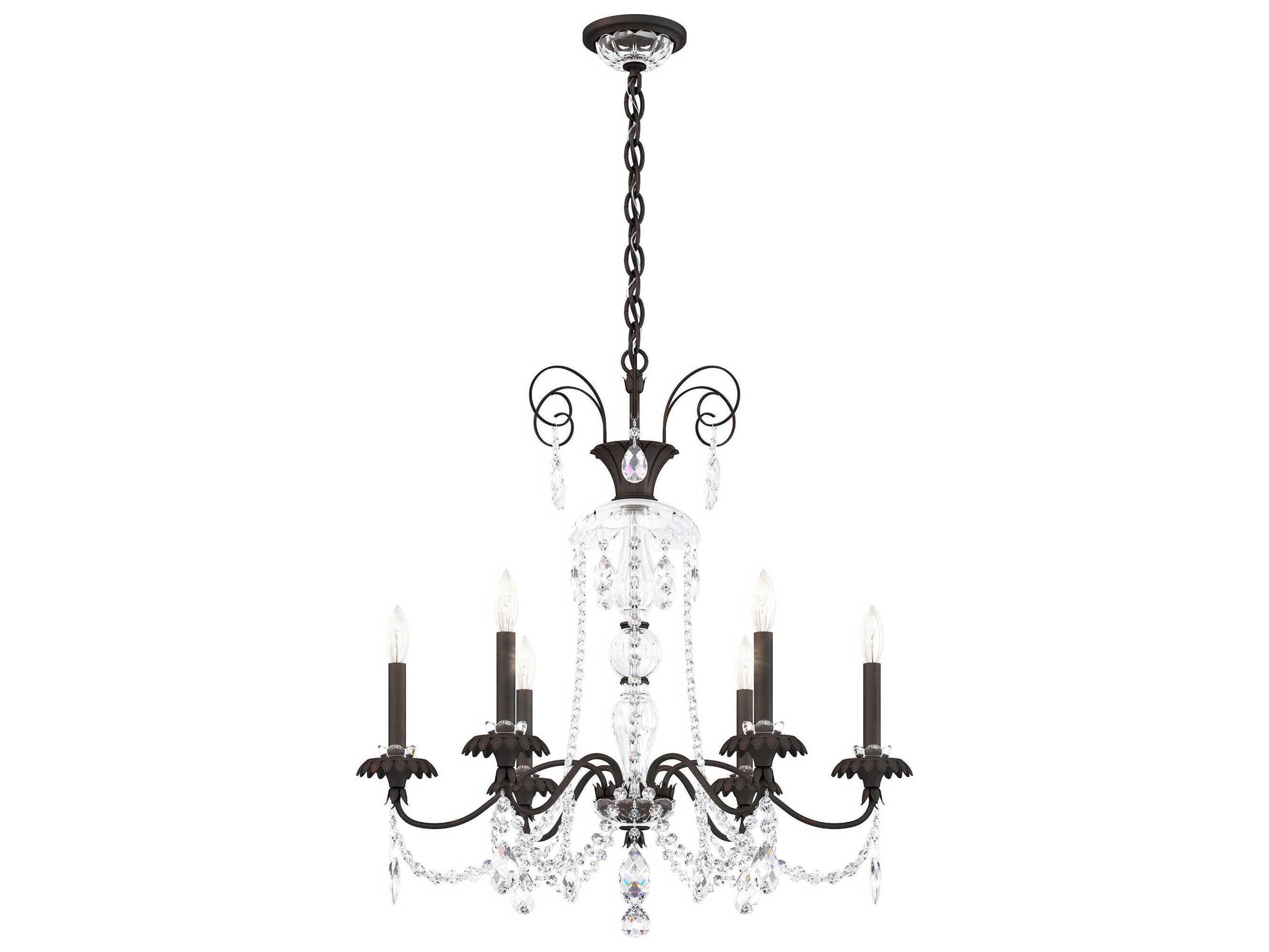 Schonbek Helenia 6-Light Black Crystal Candelabra Chandelier