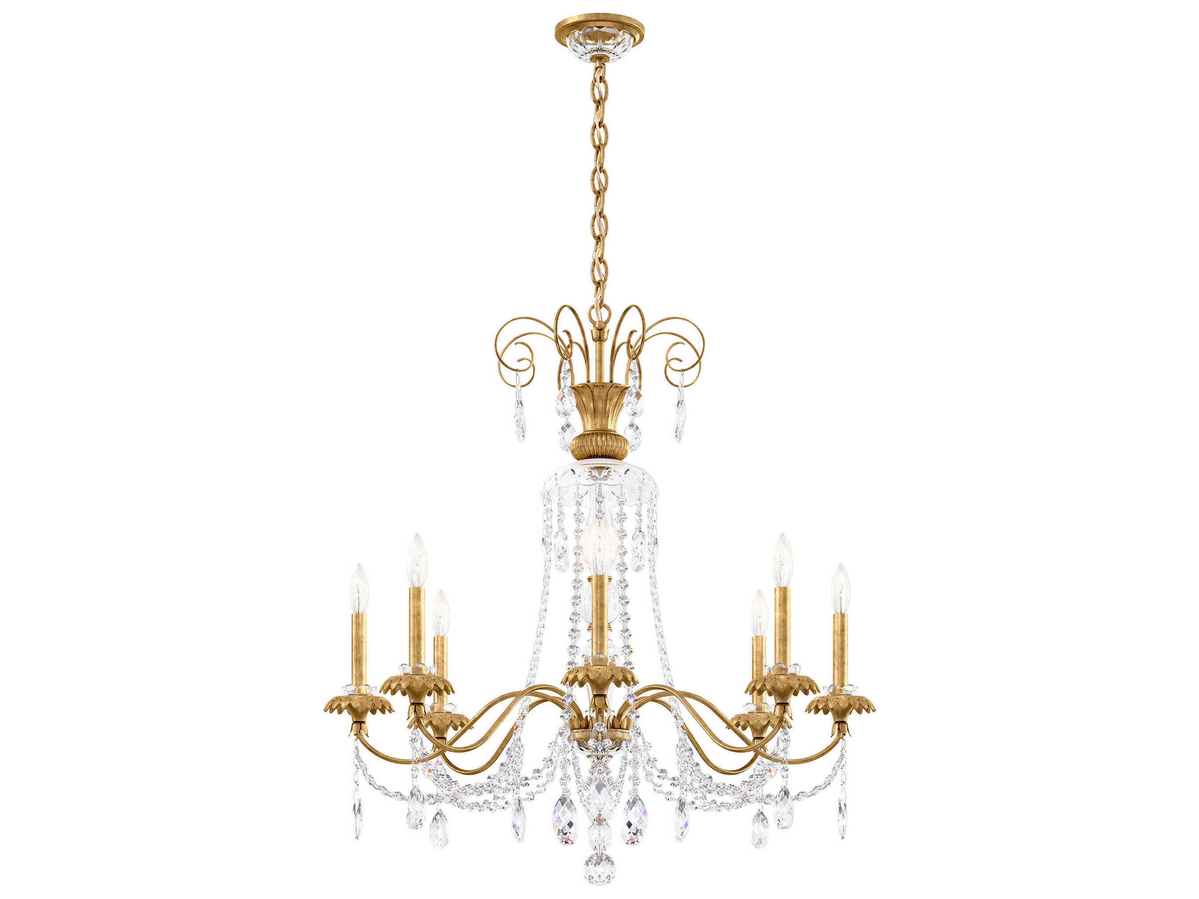 Schonbek Helenia 8-Light Heirloom Gold Crystal Candelabra Chandelier