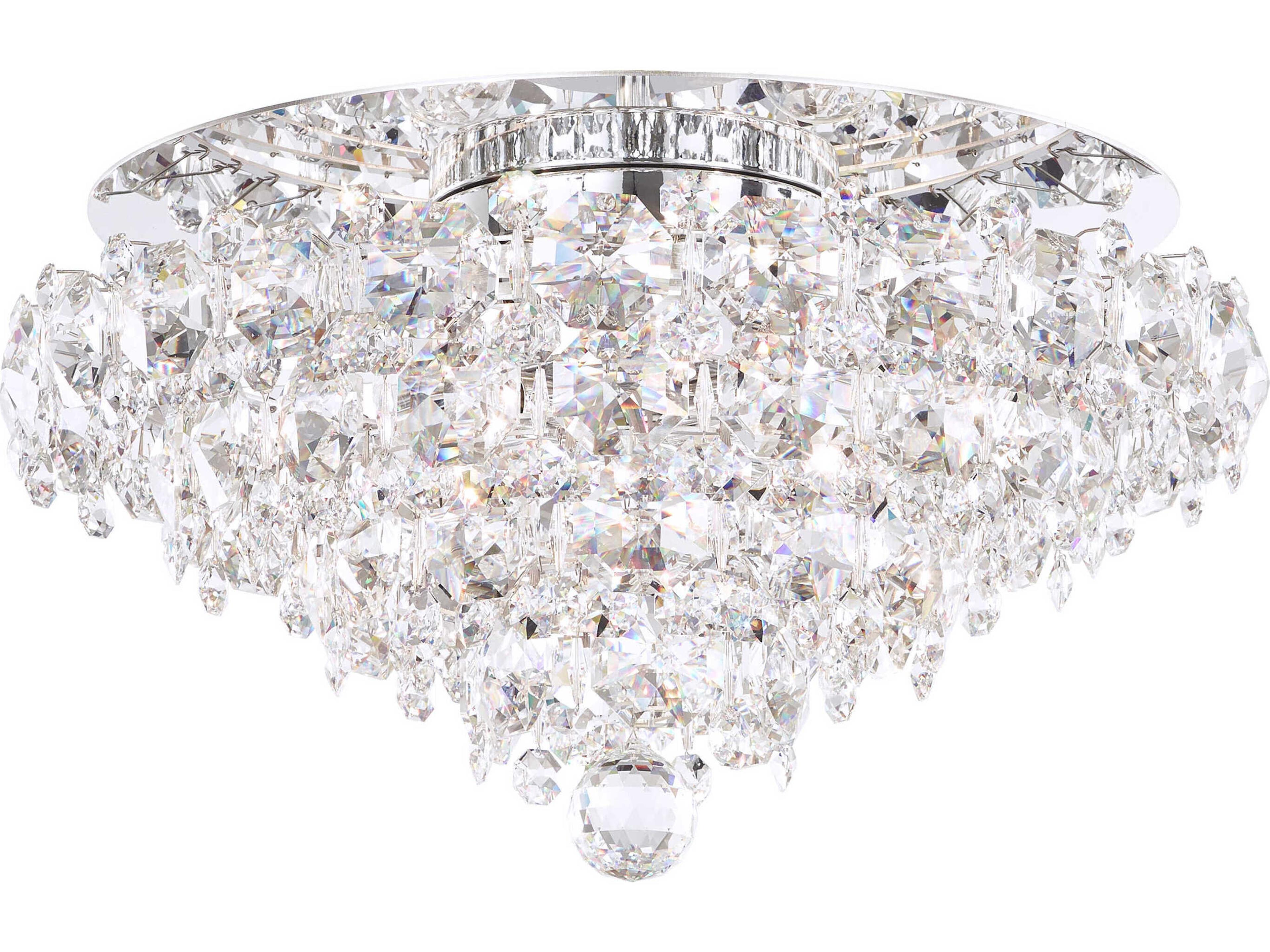 Schonbek Baronet 4-Light Silver Crystal Flush Mount