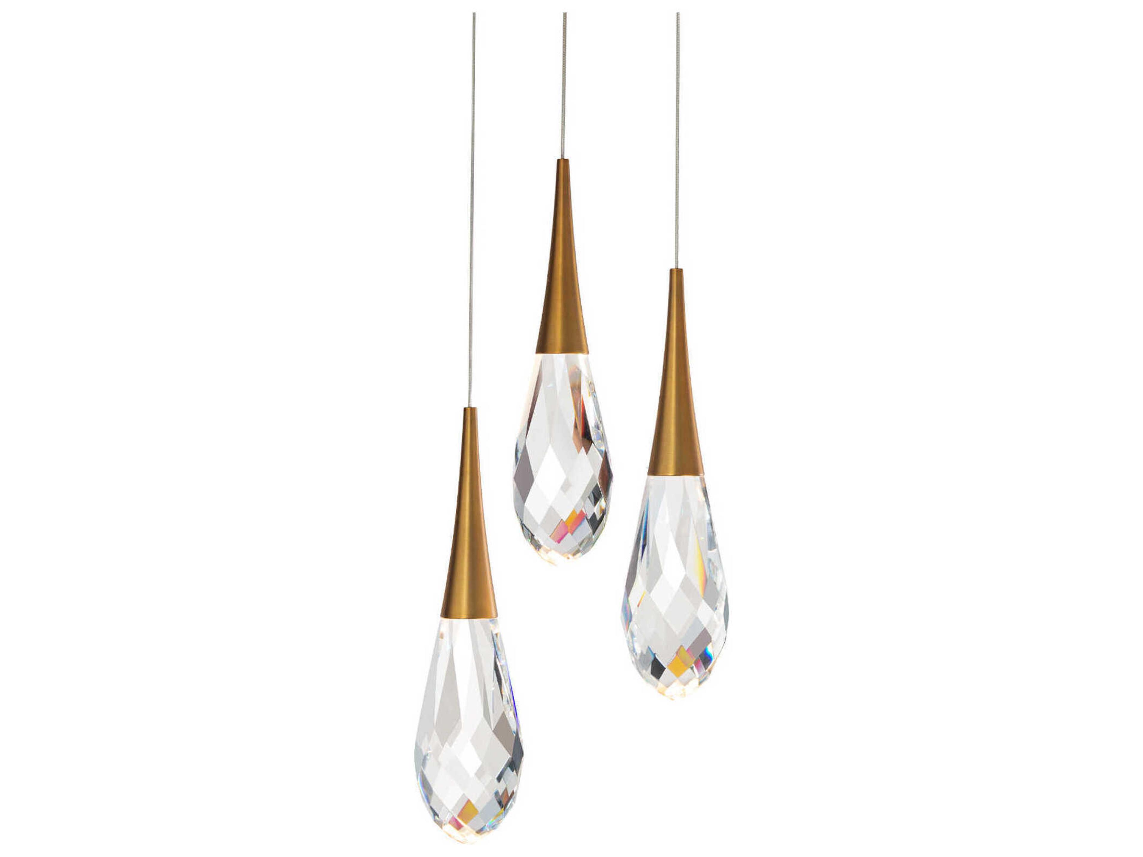 Schonbek Hibiscus 3-Light Aged Brass Mini Pendant