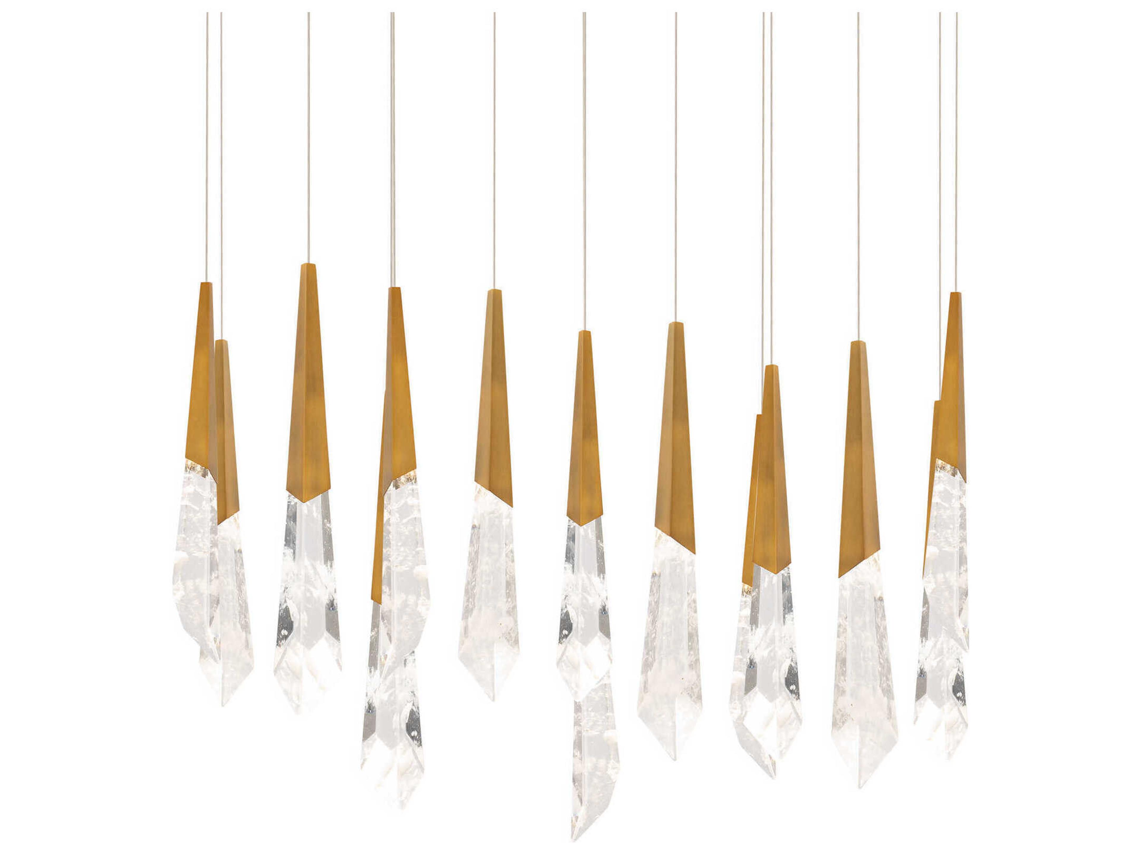 Schonbek Solitude 14-Light Aged Brass Linear Island Pendant