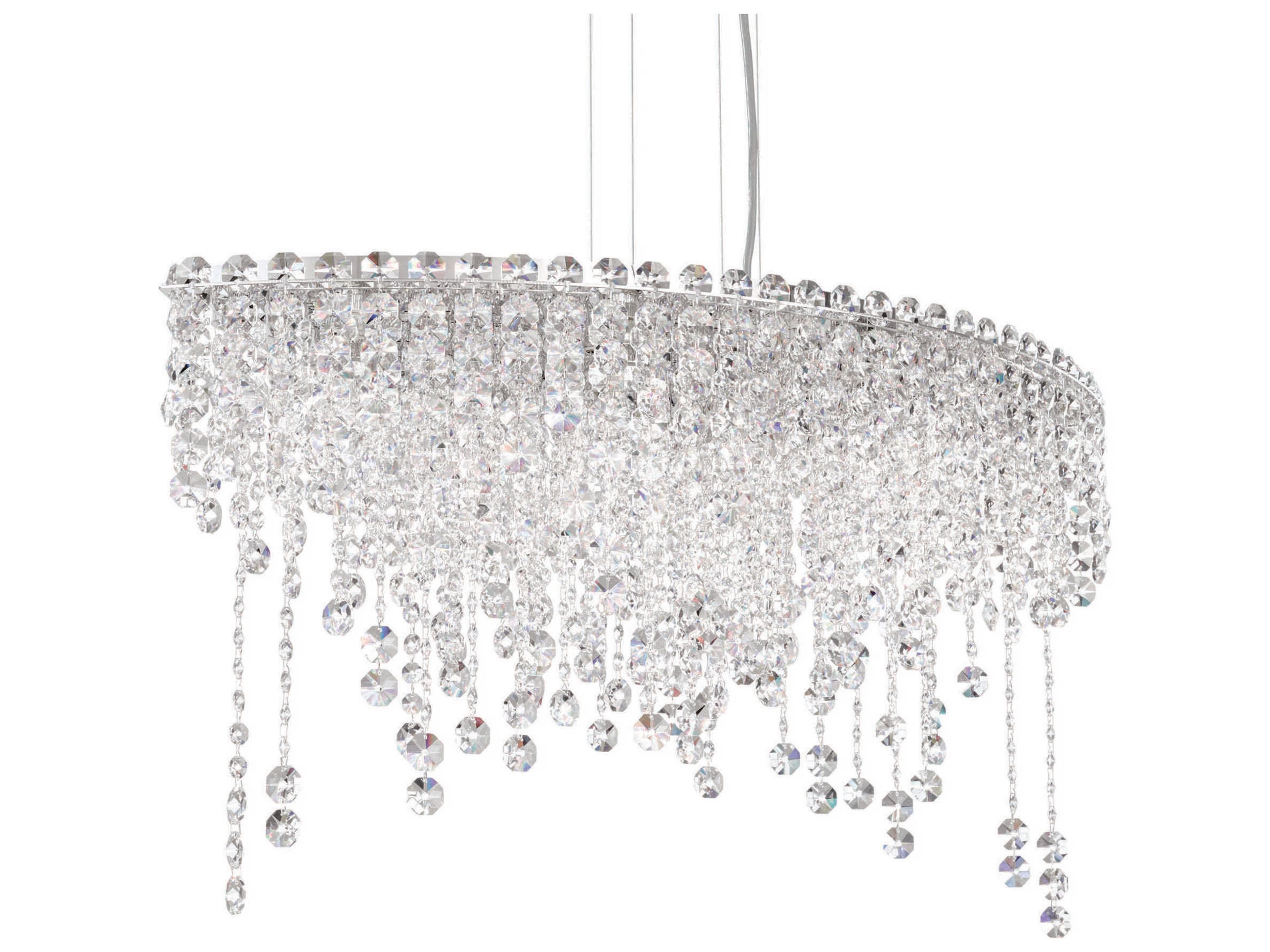 Schonbek Chantant 6-Light Stainless Steel Crystal Linear Island Pendant