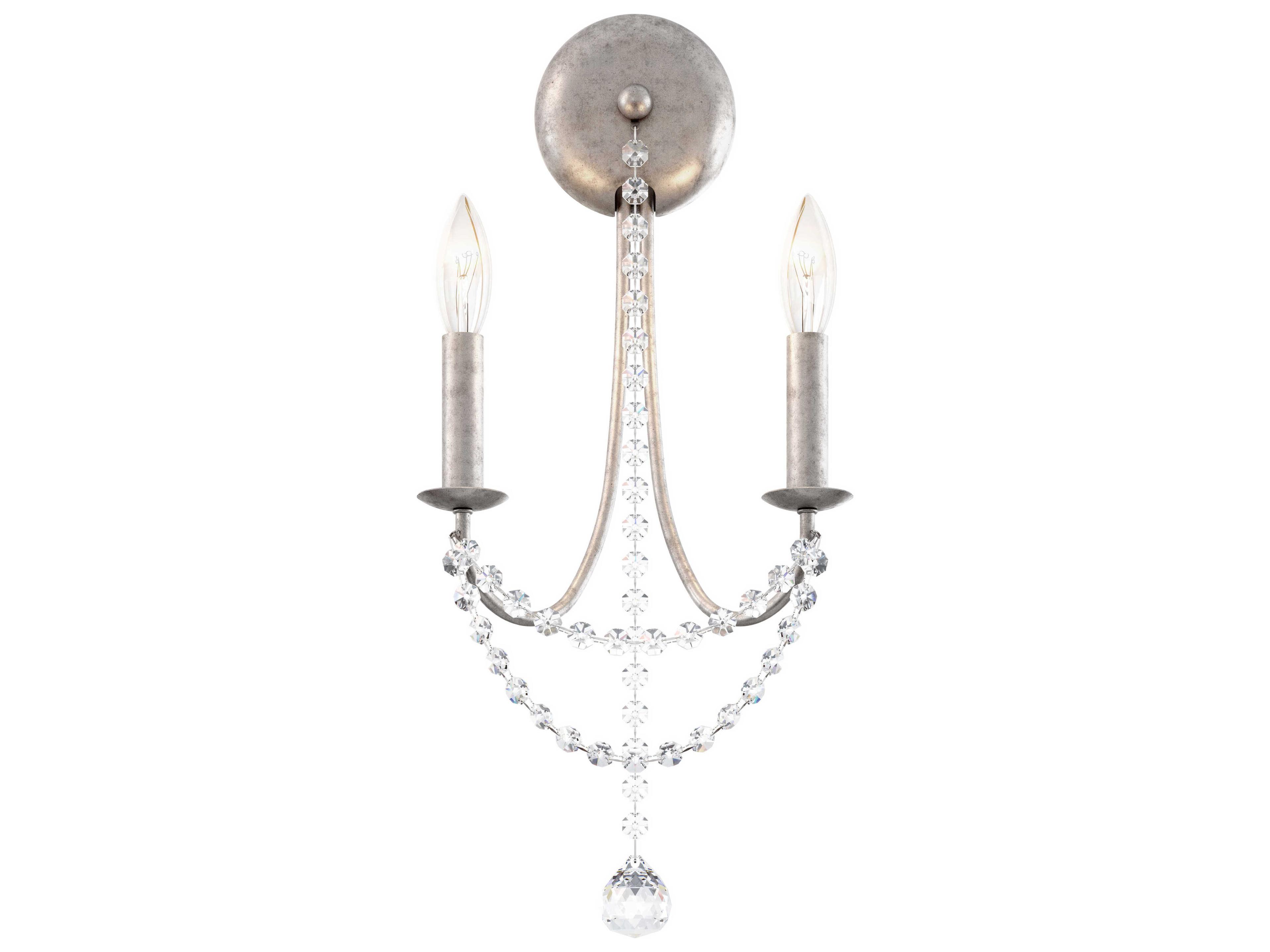 Schonbek Verdana 2-Light Antique Silver Crystal Wall Sconce