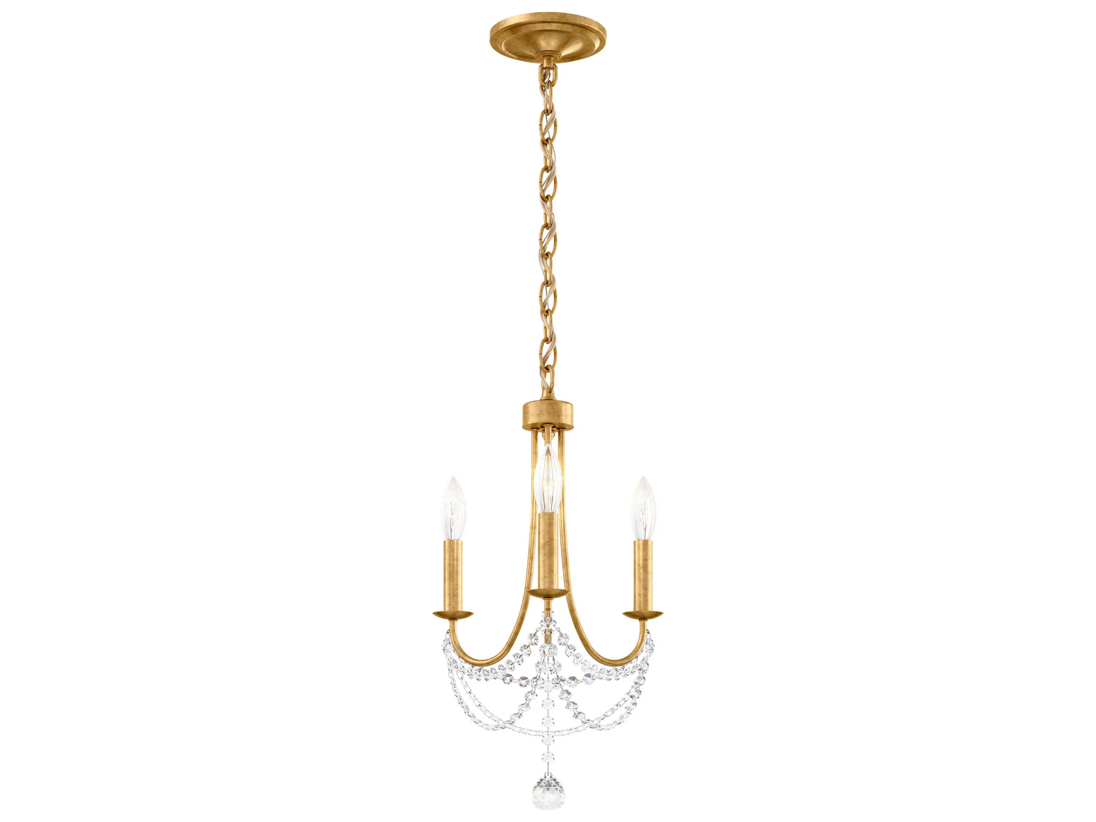 Schonbek Verdana 3-Light Heirloom Gold Crystal Candelabra Chandelier