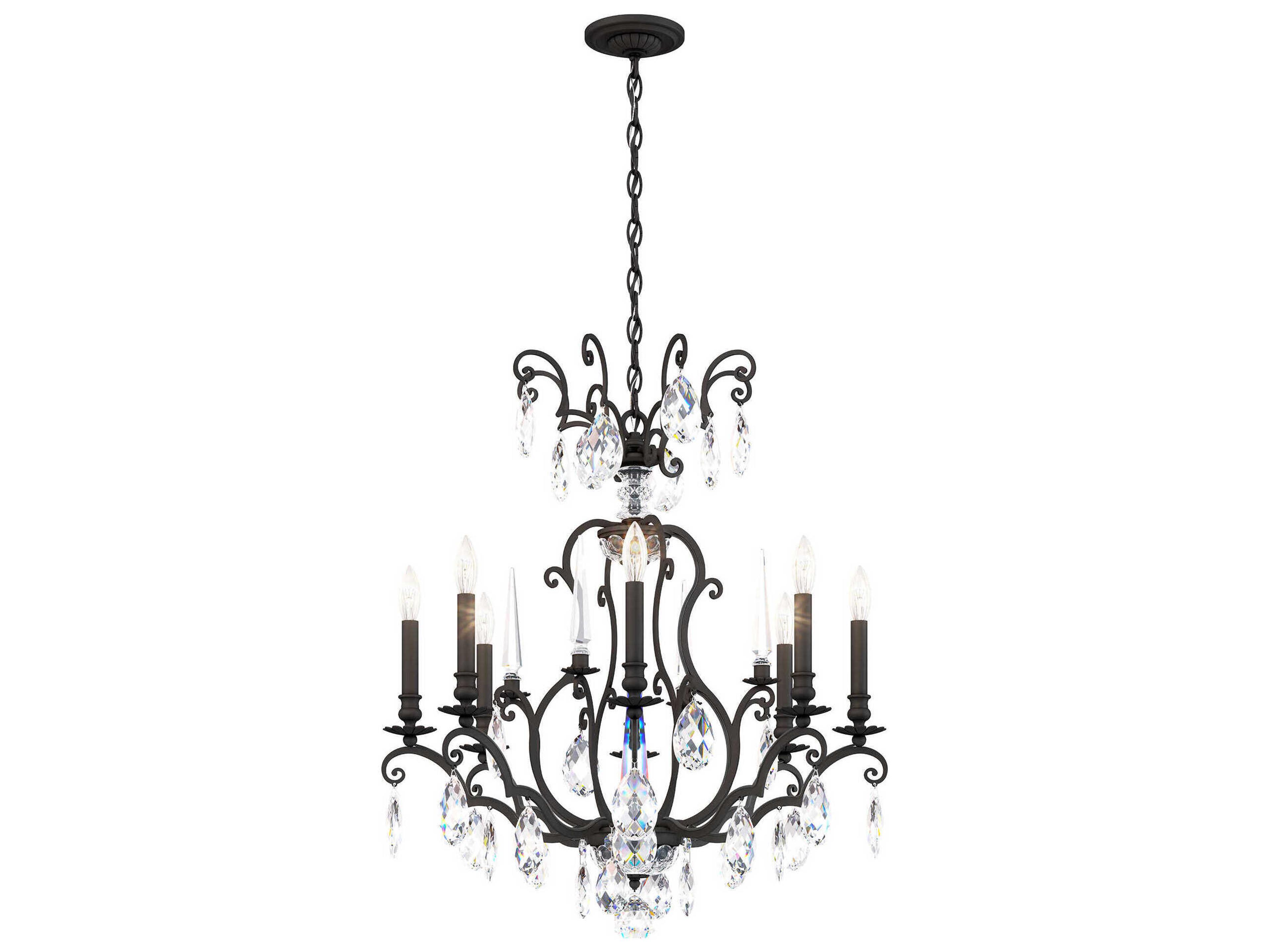 Schonbek Renaissance Nouveau 8-Light Black Crystal Candelabra Chandelier