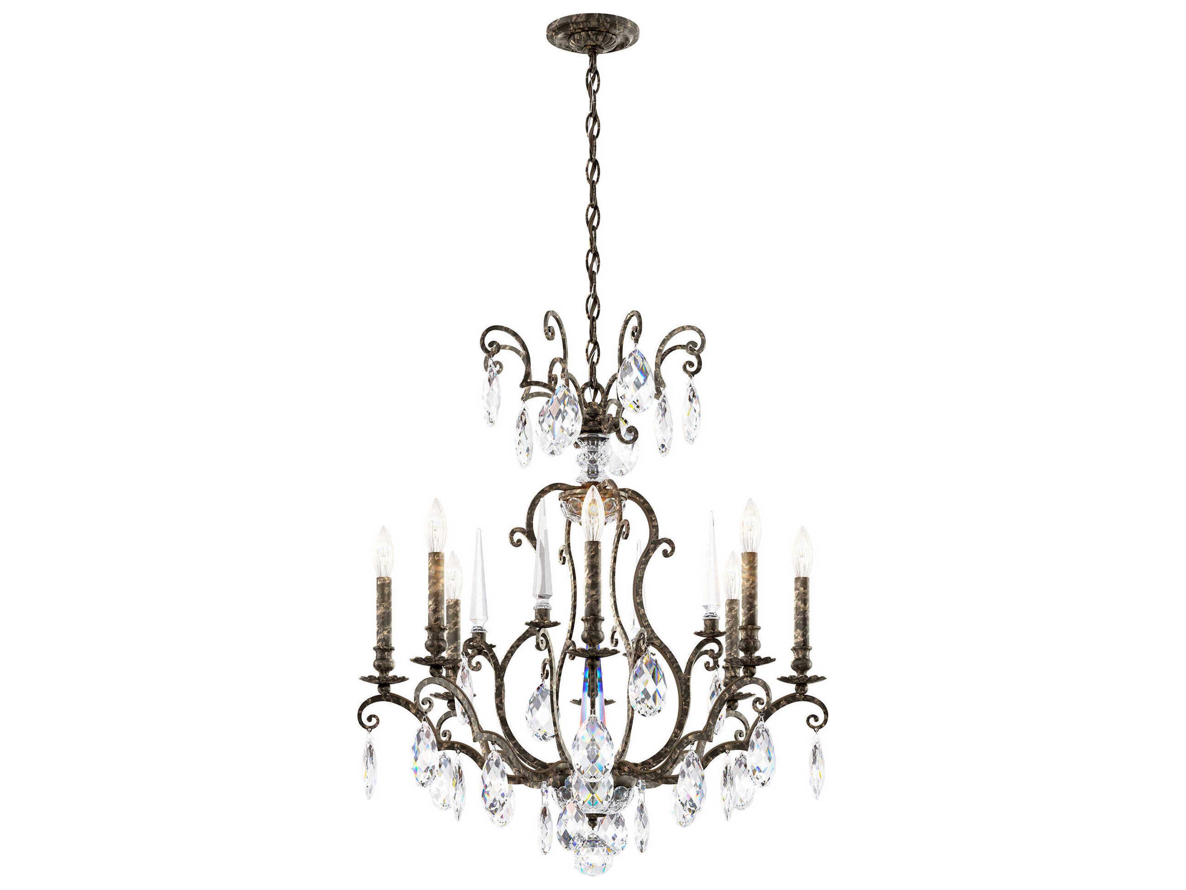 Schonbek Renaissance Nouveau 8-Light Heirloom Bronze Crystal Candelabra Chandelier