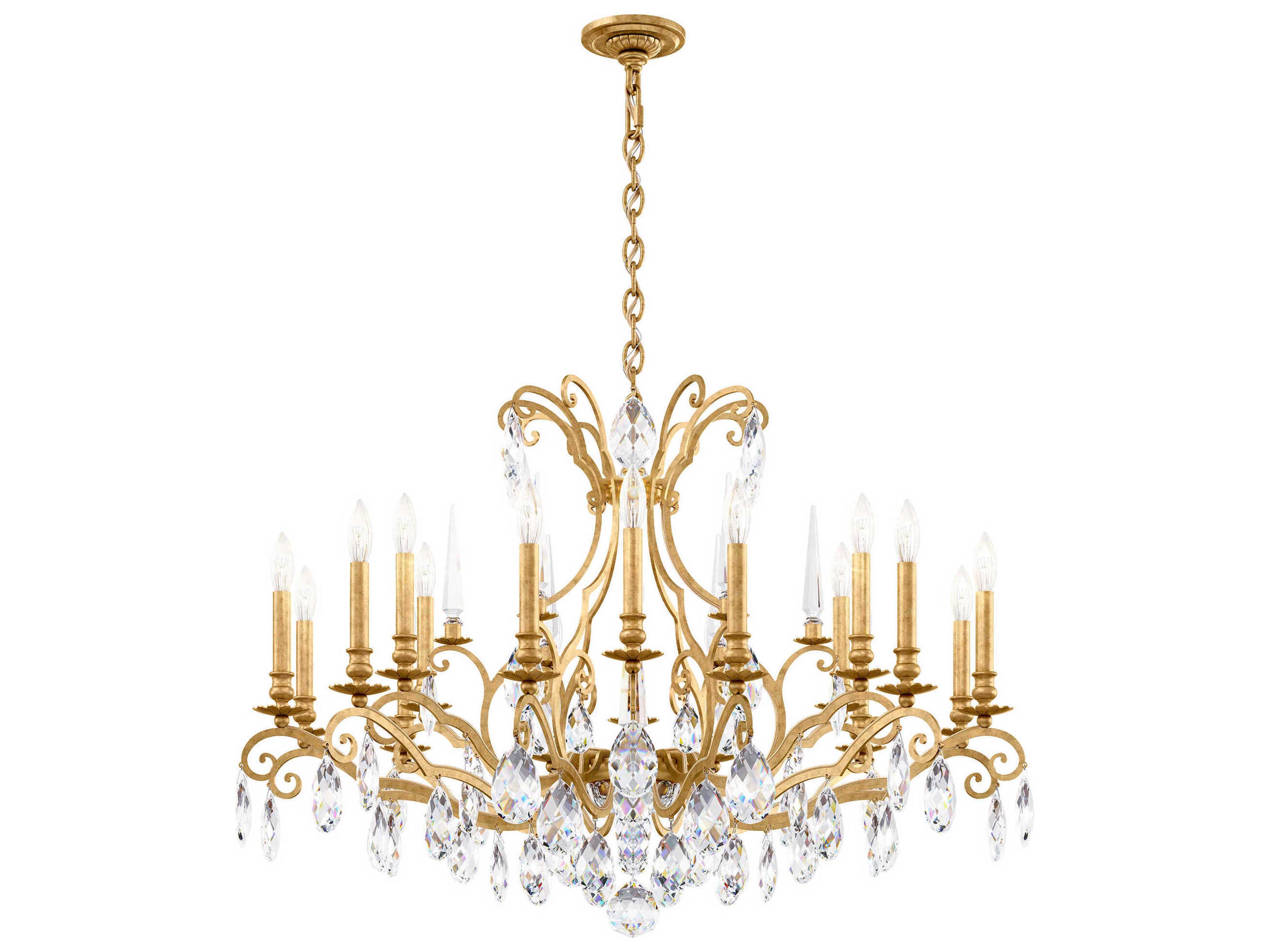 Schonbek Renaissance Nouveau 18-Light8-Light Heirloom Gold Crystal Candelabra Chandelier