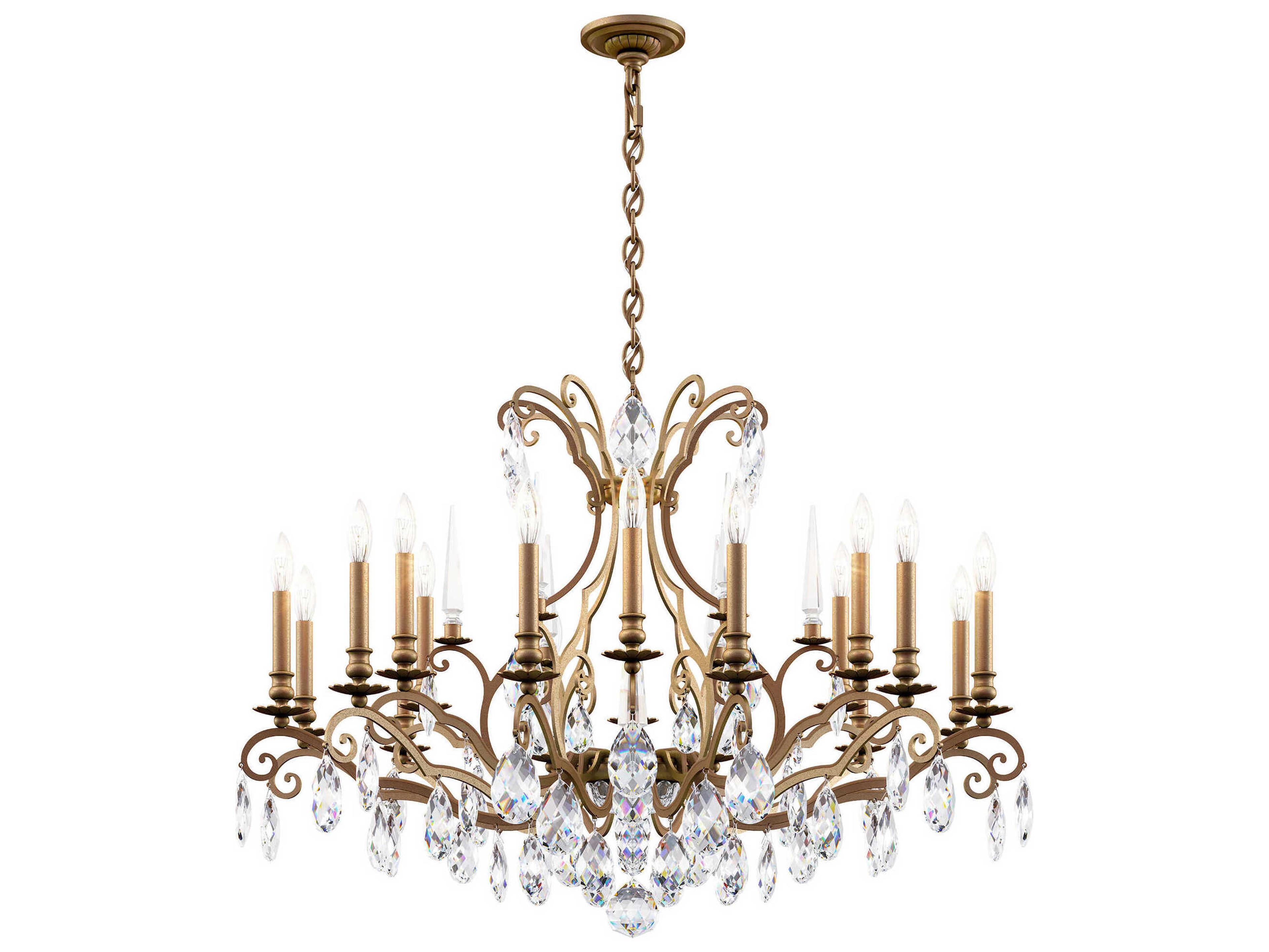 Schonbek Renaissance Nouveau 18-Light8-Light Etruscan Gold Crystal Candelabra Chandelier