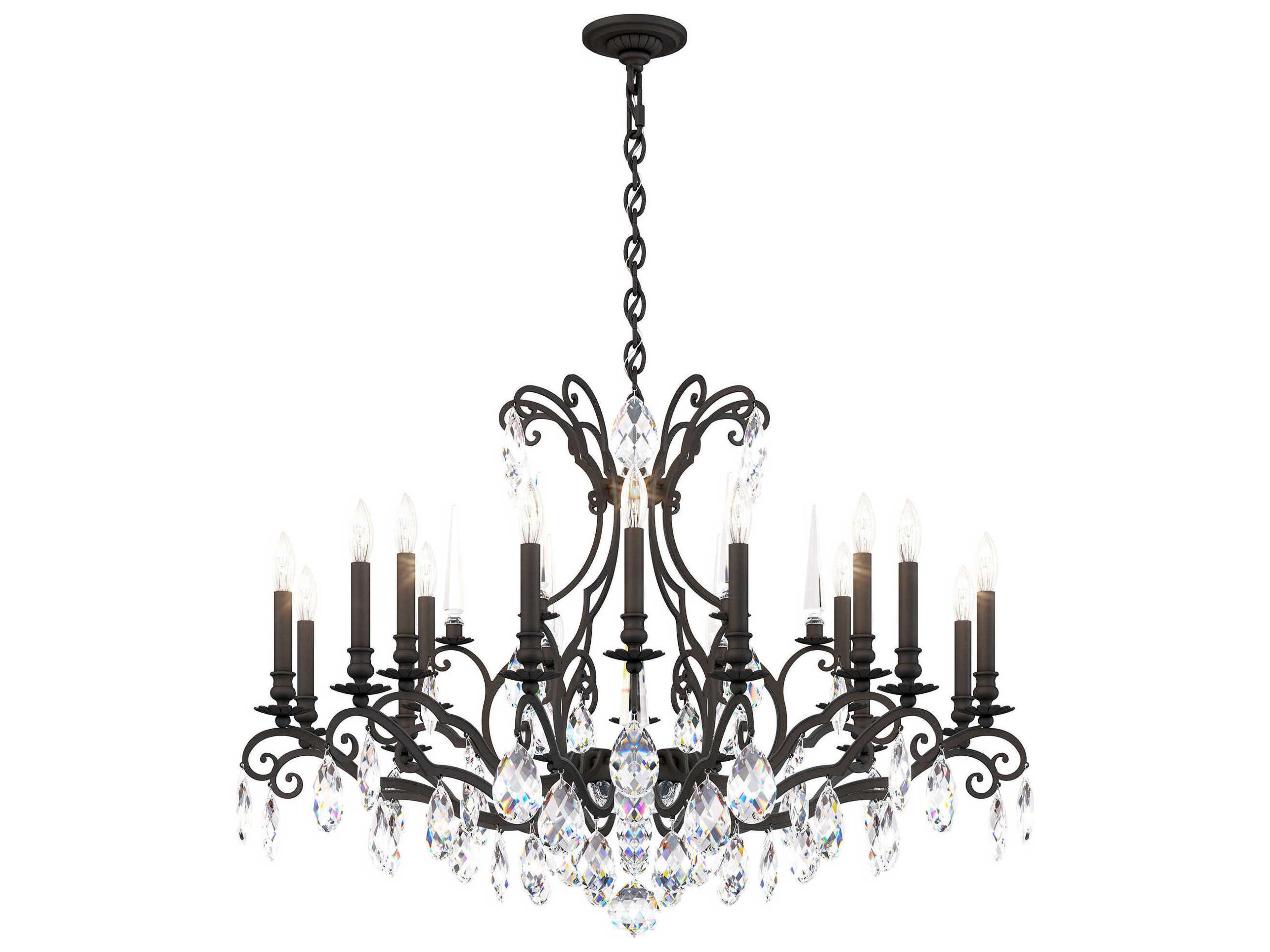 Schonbek Renaissance Nouveau 18-Light8-Light Black Crystal Candelabra Chandelier