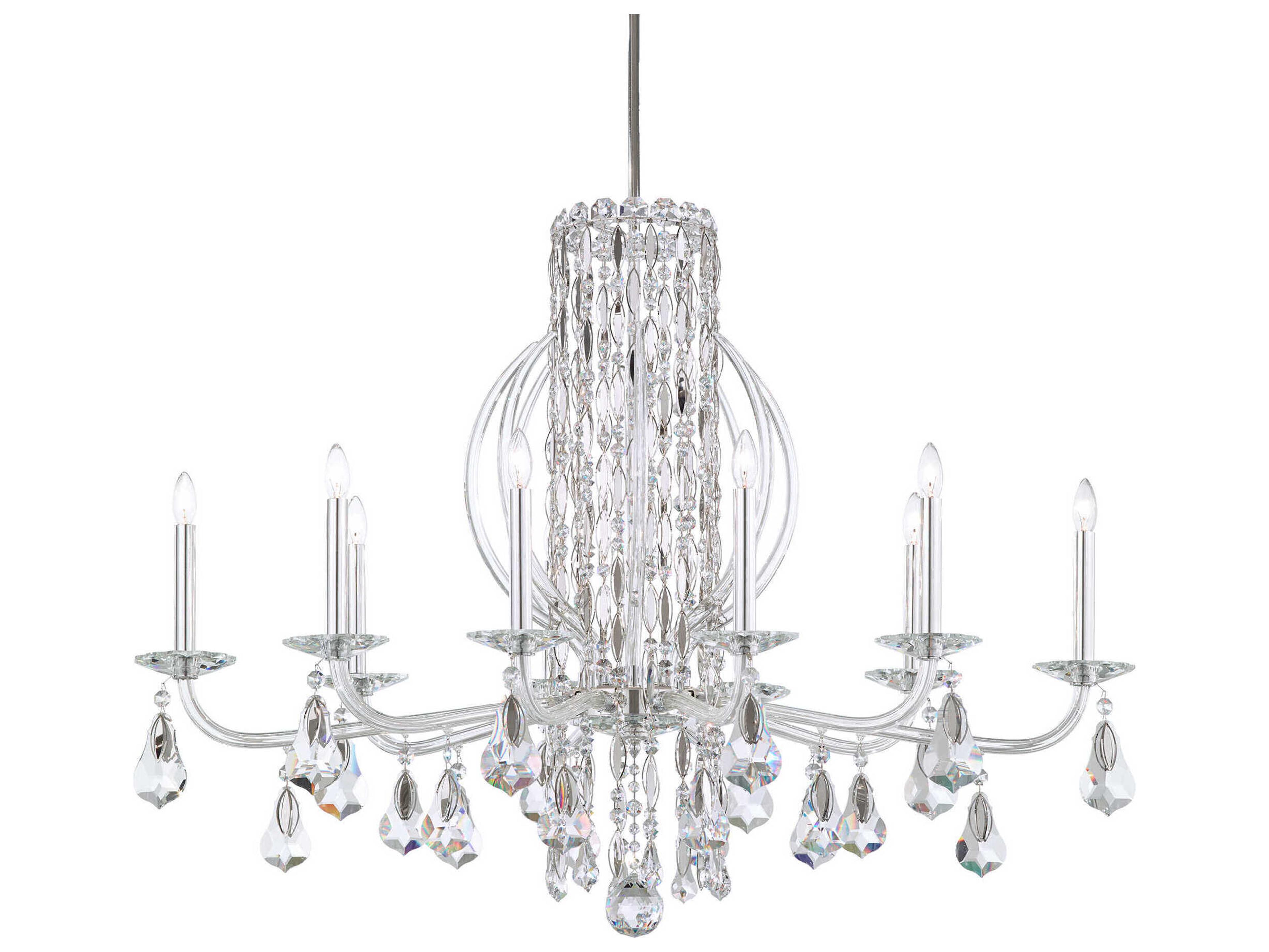 Schonbek Sarella 10-Light Silver Crystal Candelabra Chandelier