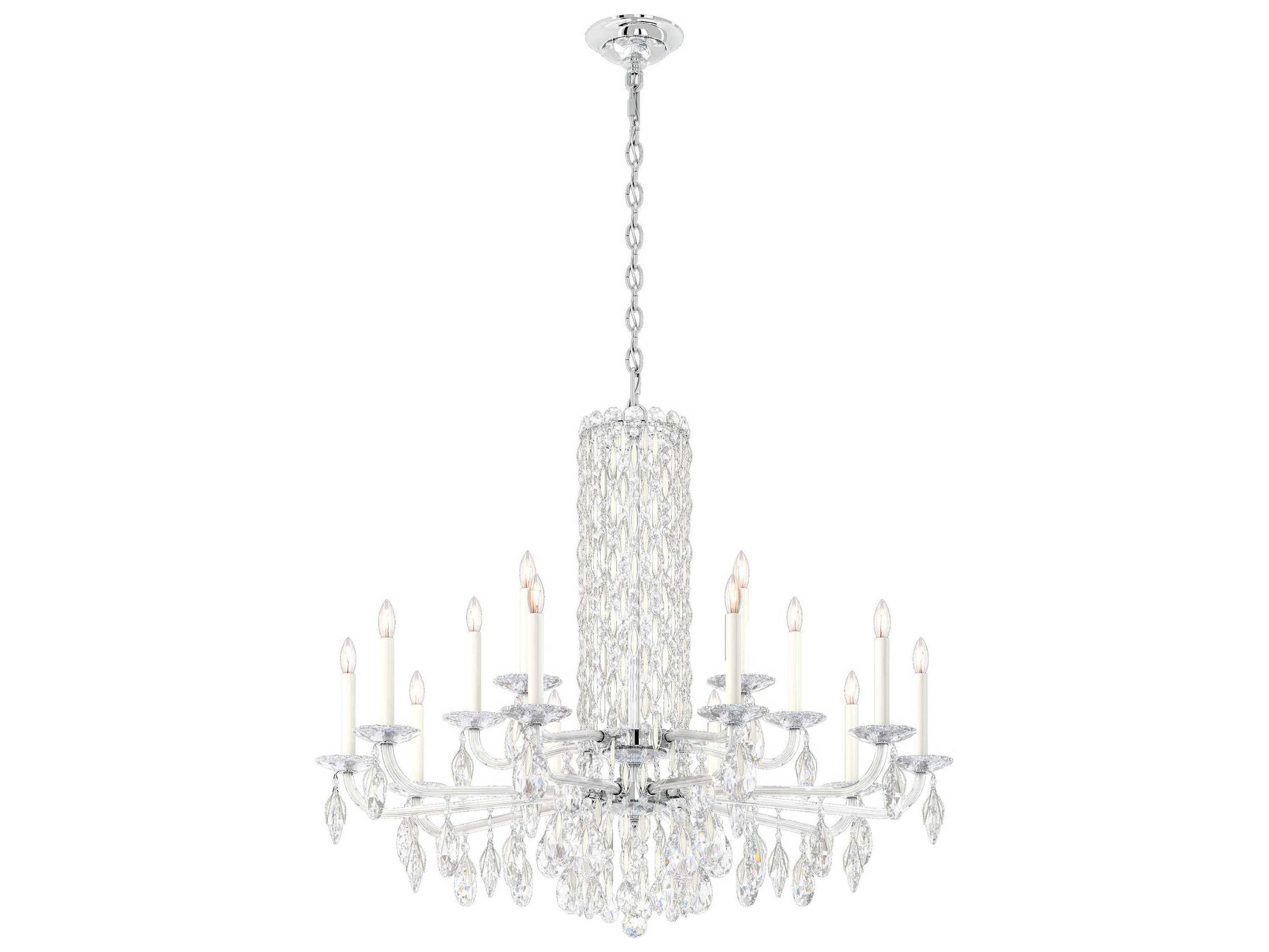 Schonbek Siena 15-Light Silver Crystal Candelabra Chandelier