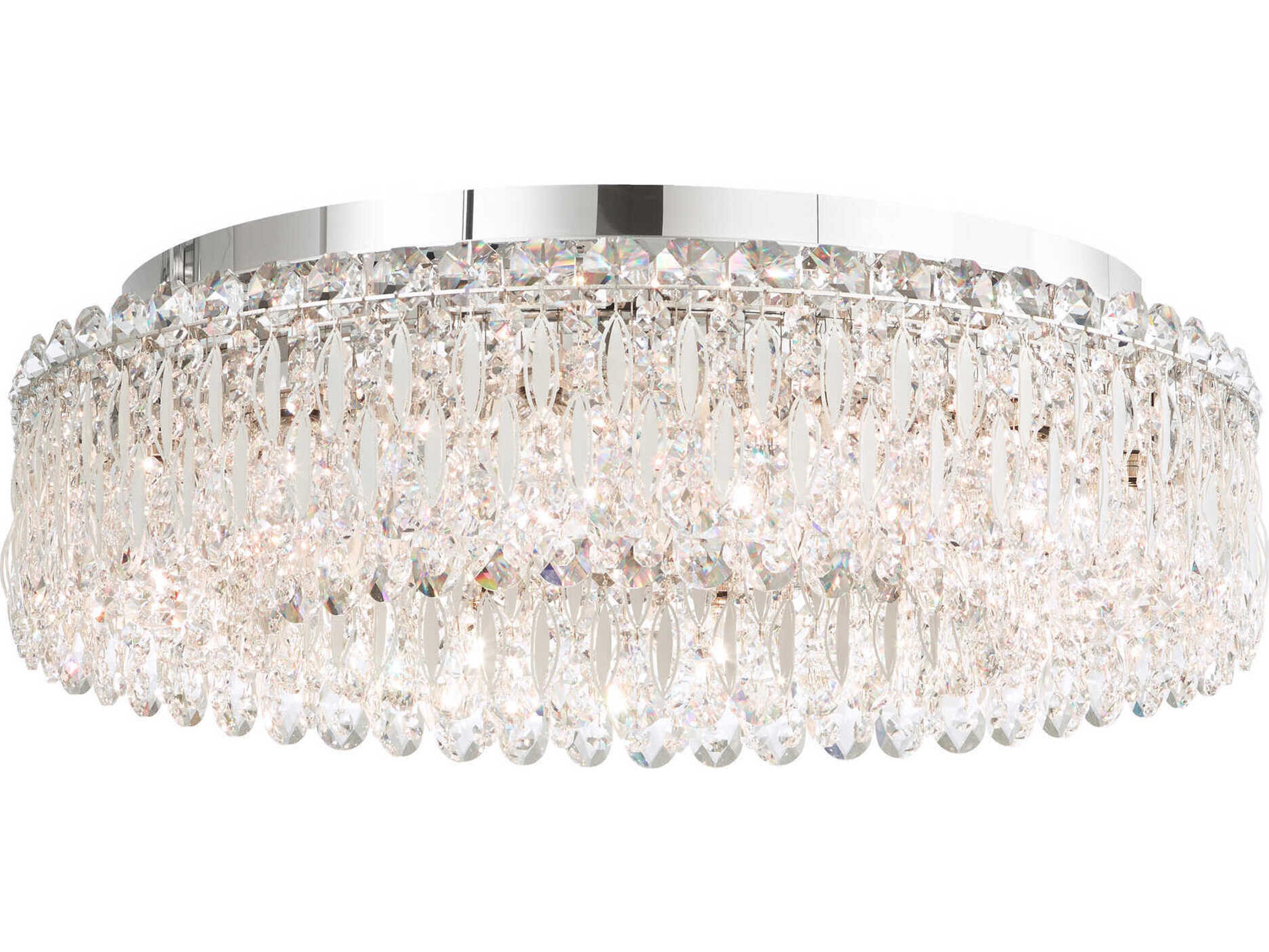 Schonbek Sarella 12-Light Silver Crystal Drum Semi Flush Mount