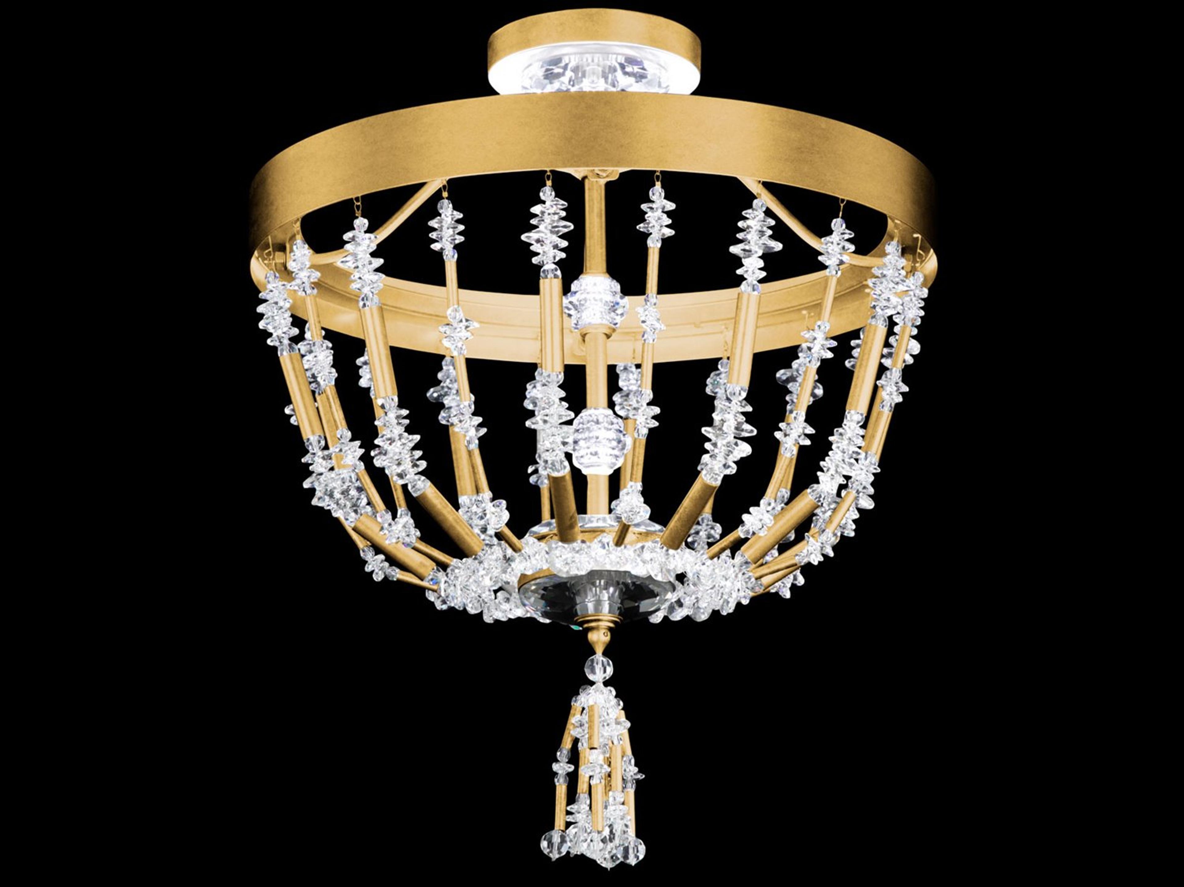 Schonbek Bali 1-Light Heirloom Gold Crystal LED Semi Flush Mount
