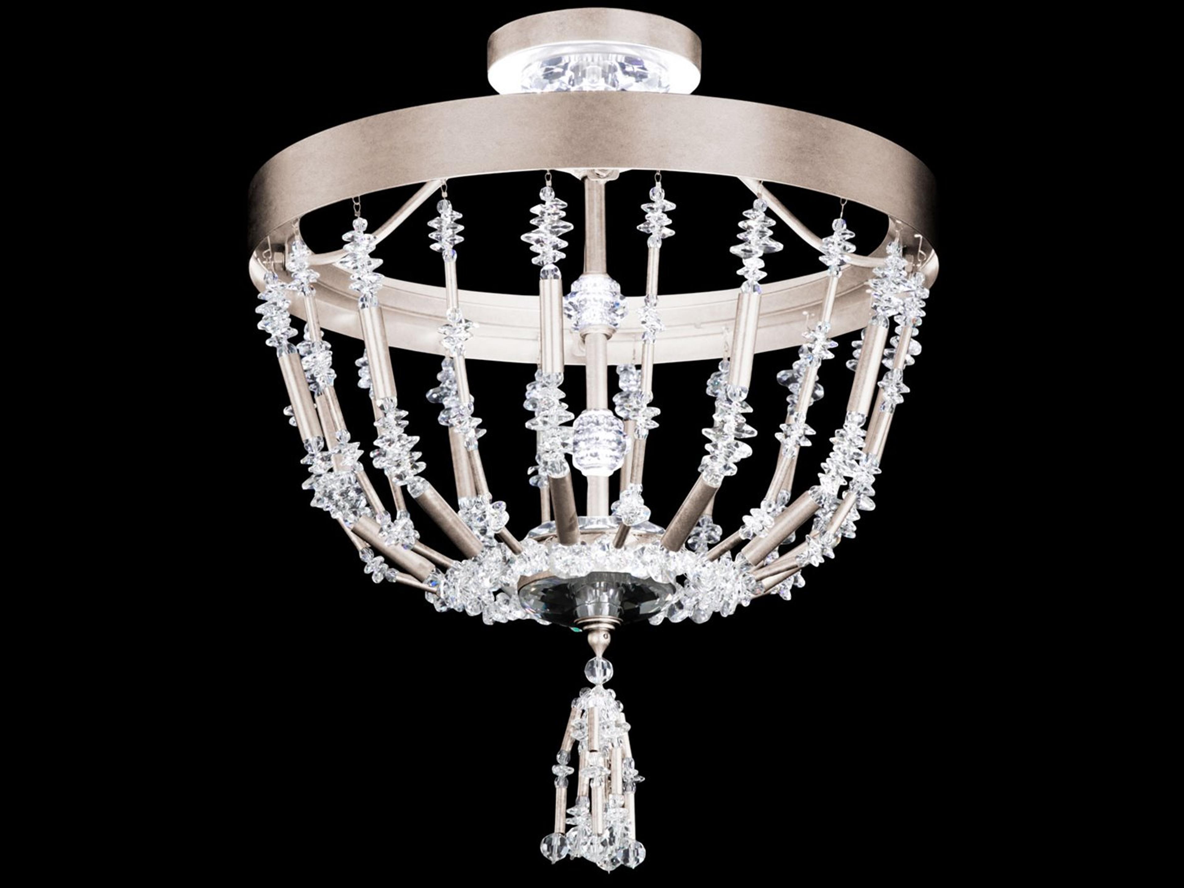 Schonbek Bali 1-Light Antique Silver Crystal LED Semi Flush Mount