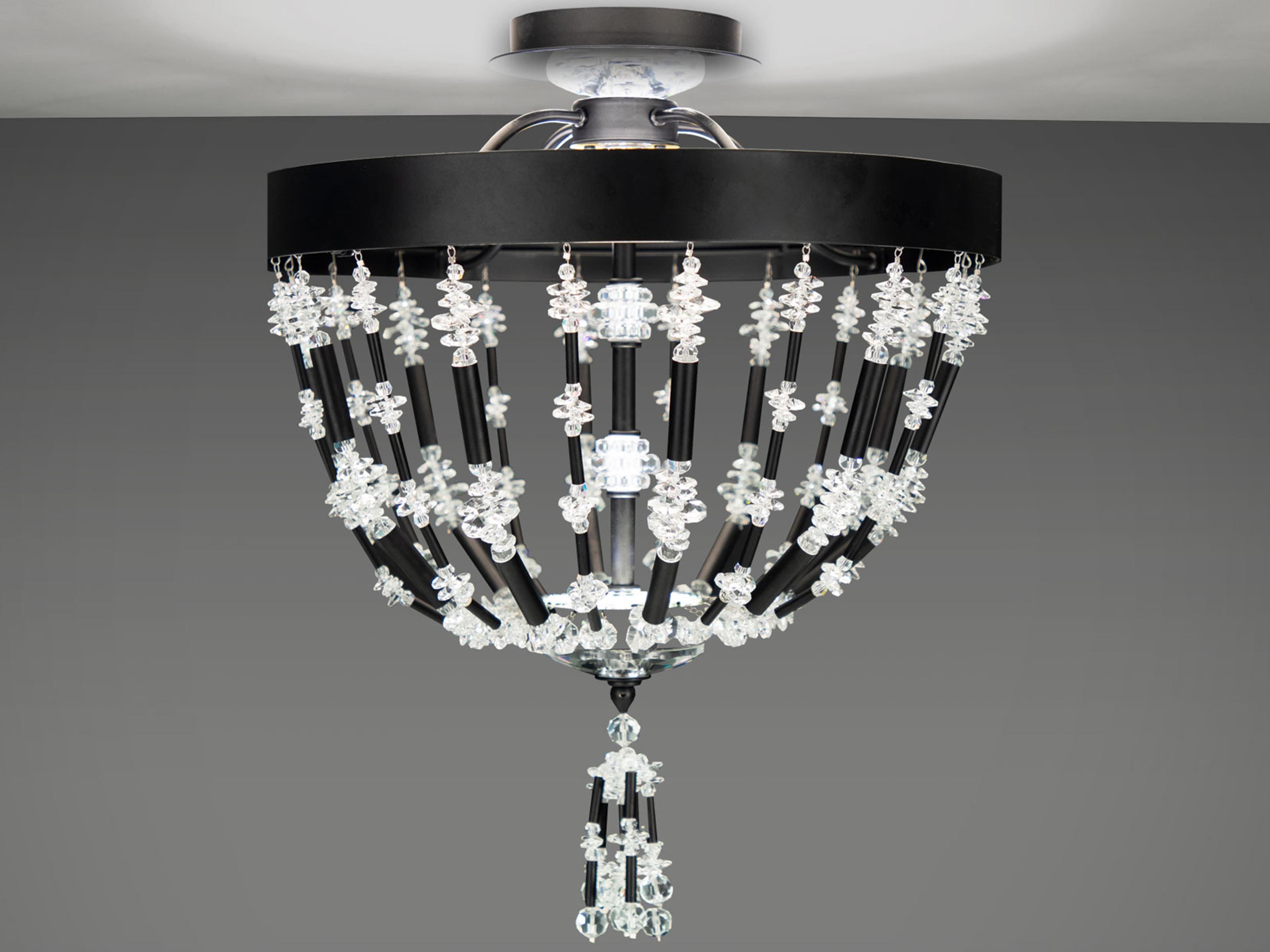 Schonbek Bali 1-Light Black Crystal LED Semi Flush Mount