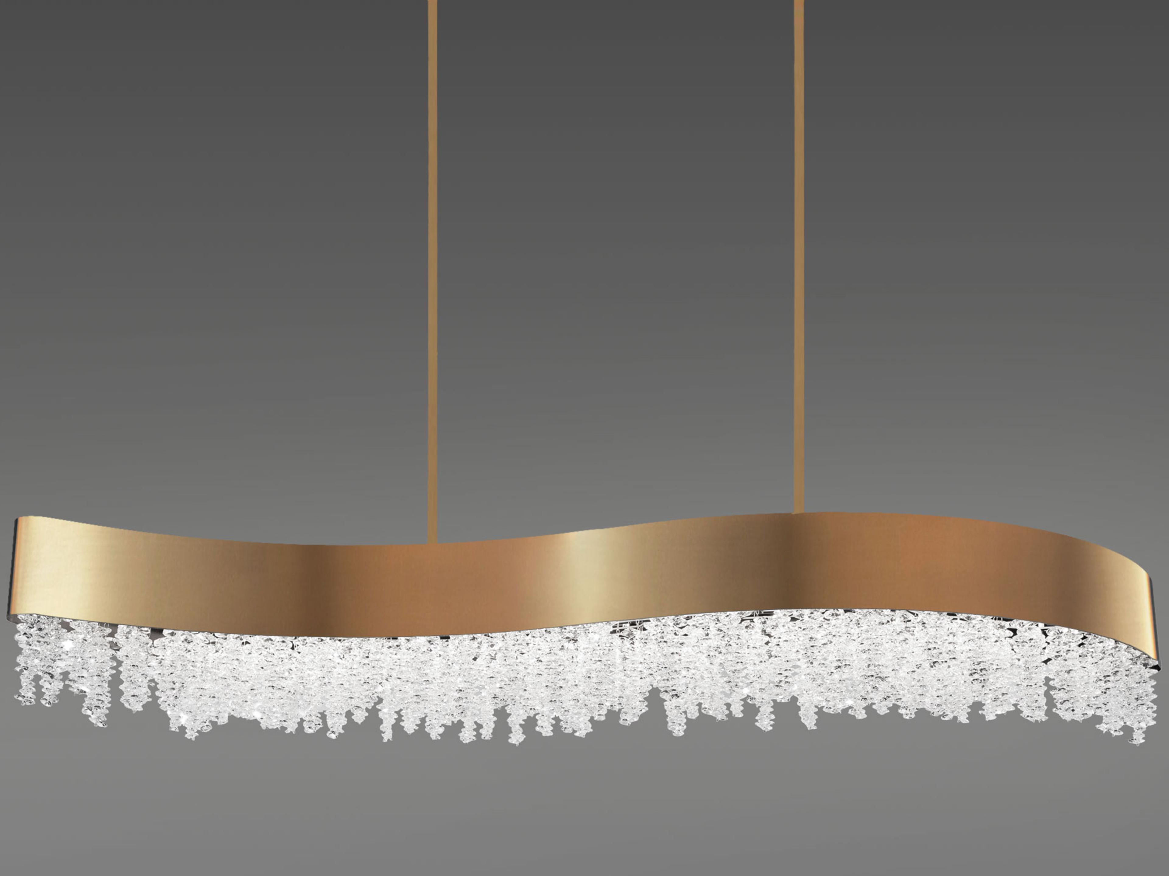 Schonbek Soleil 1-Light Aged Brass Crystal LED Linear Island Pendant