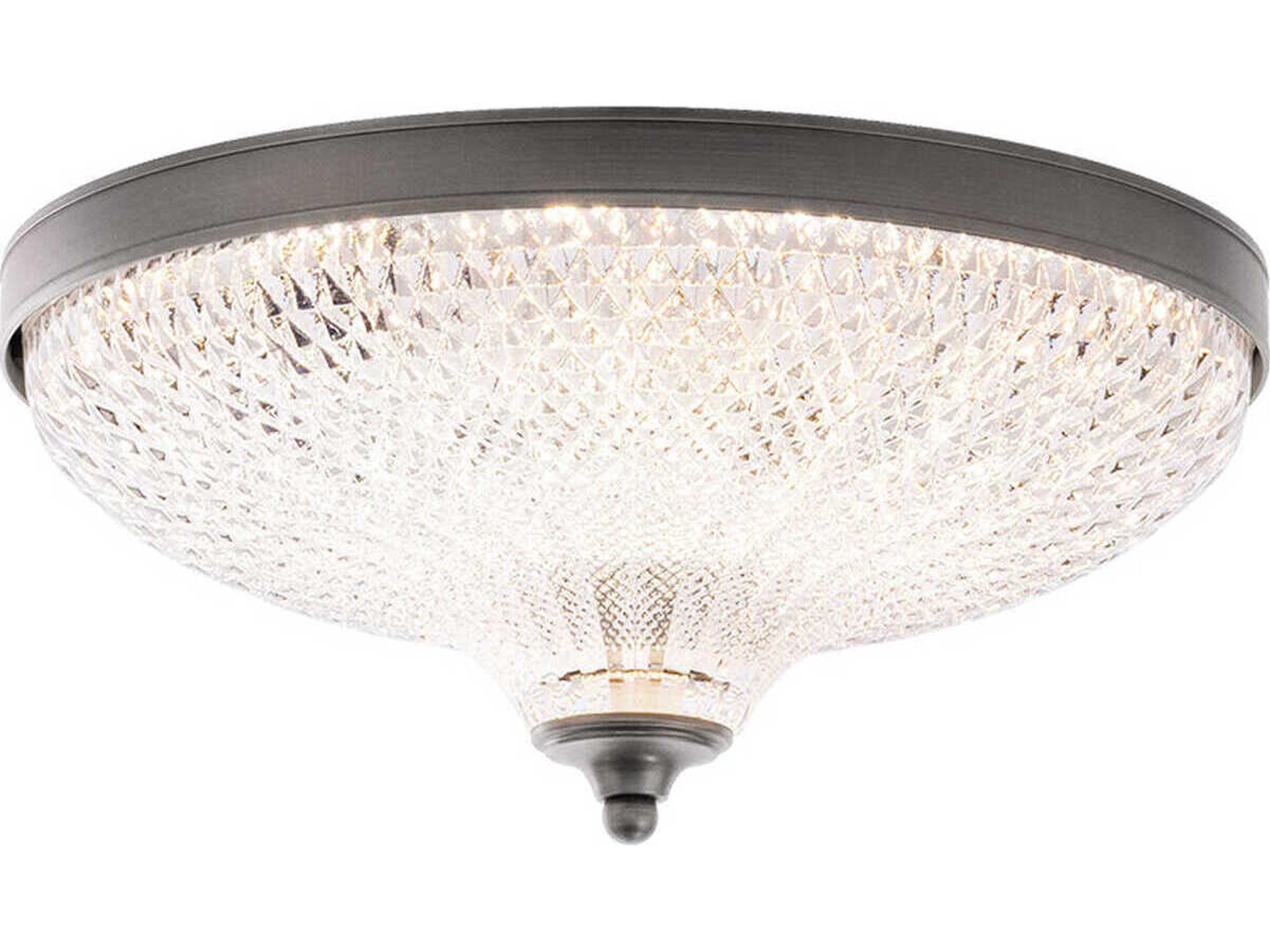 Schonbek Roma 1-Light Antique Nickel Crystal Glass Bowl Flush Mount